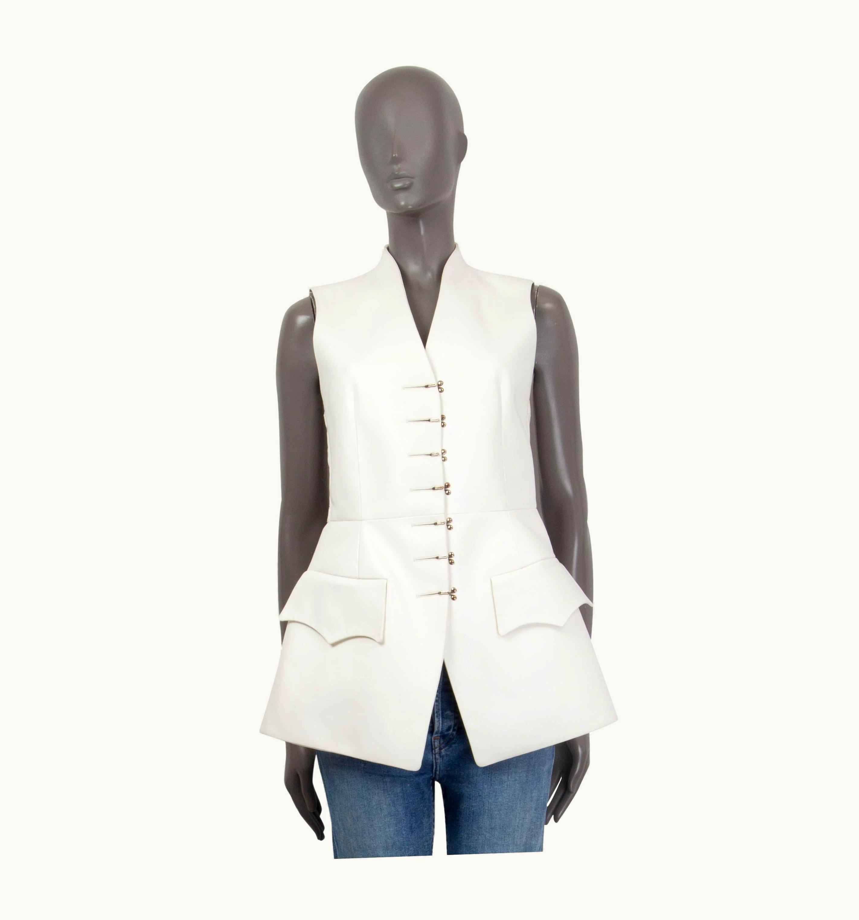 Louis Vuitton Louis Vuitton Ivory Leather 2018 Asymmetric Vest Jacket 34 Xxs