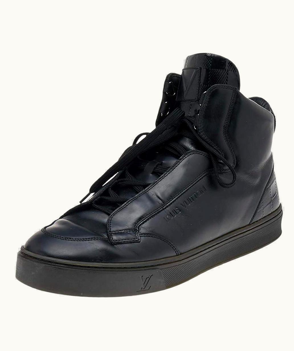 Louis Vuitton Louis Vuitton Black Leather Damier Patent Leather High Top Sneakers