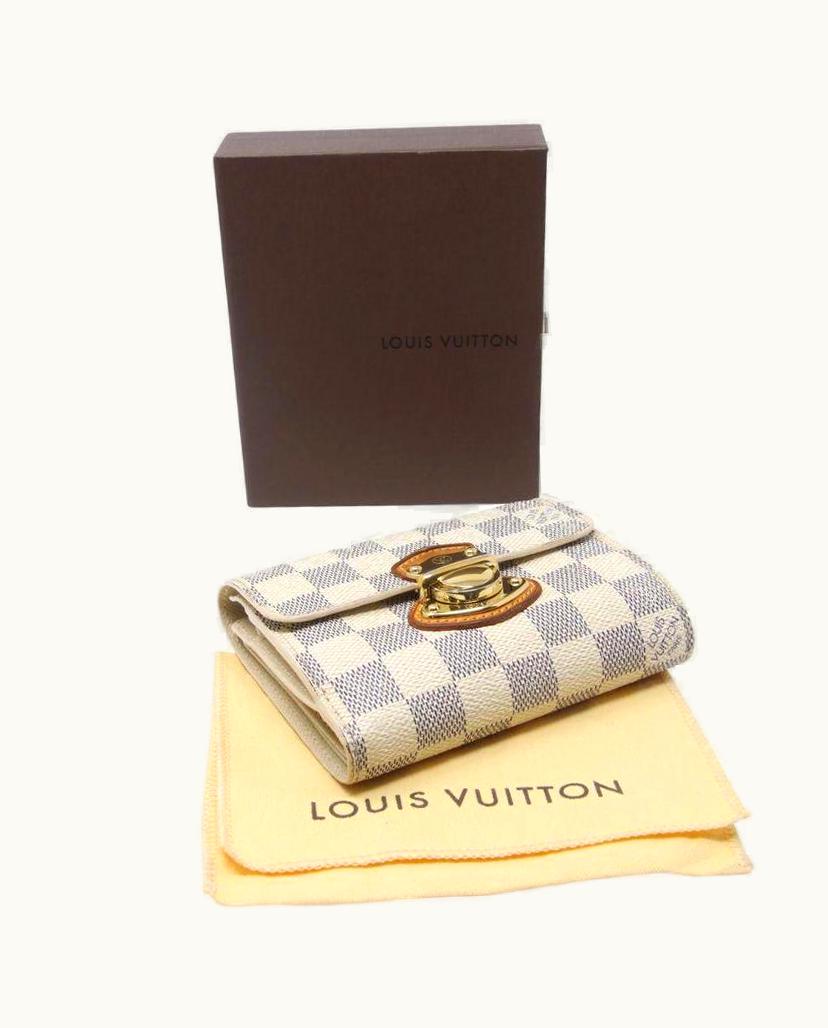 Louis Vuitton Louis Vuitton White Koala Damier Azur Coated Canvas Compact Push-lock Wallet
