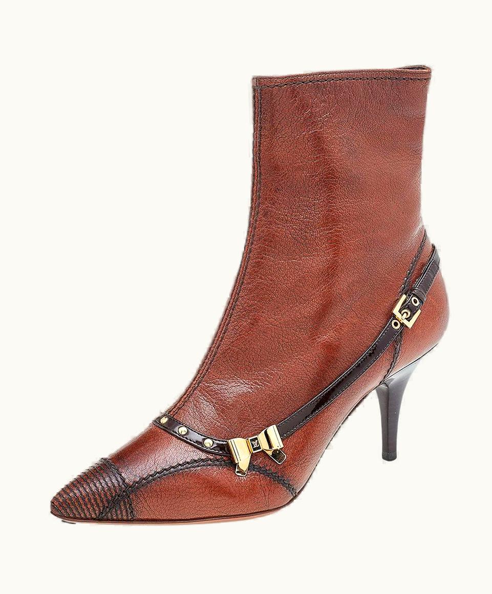 Louis Vuitton Louis Vuitton Brown Leather Ankle Length Boots