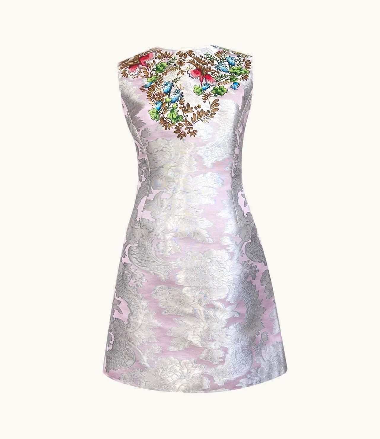 Louis Vuitton Louis Vuitton Light Pink Viscose Floral Embroidery Mini Dress Eu 42