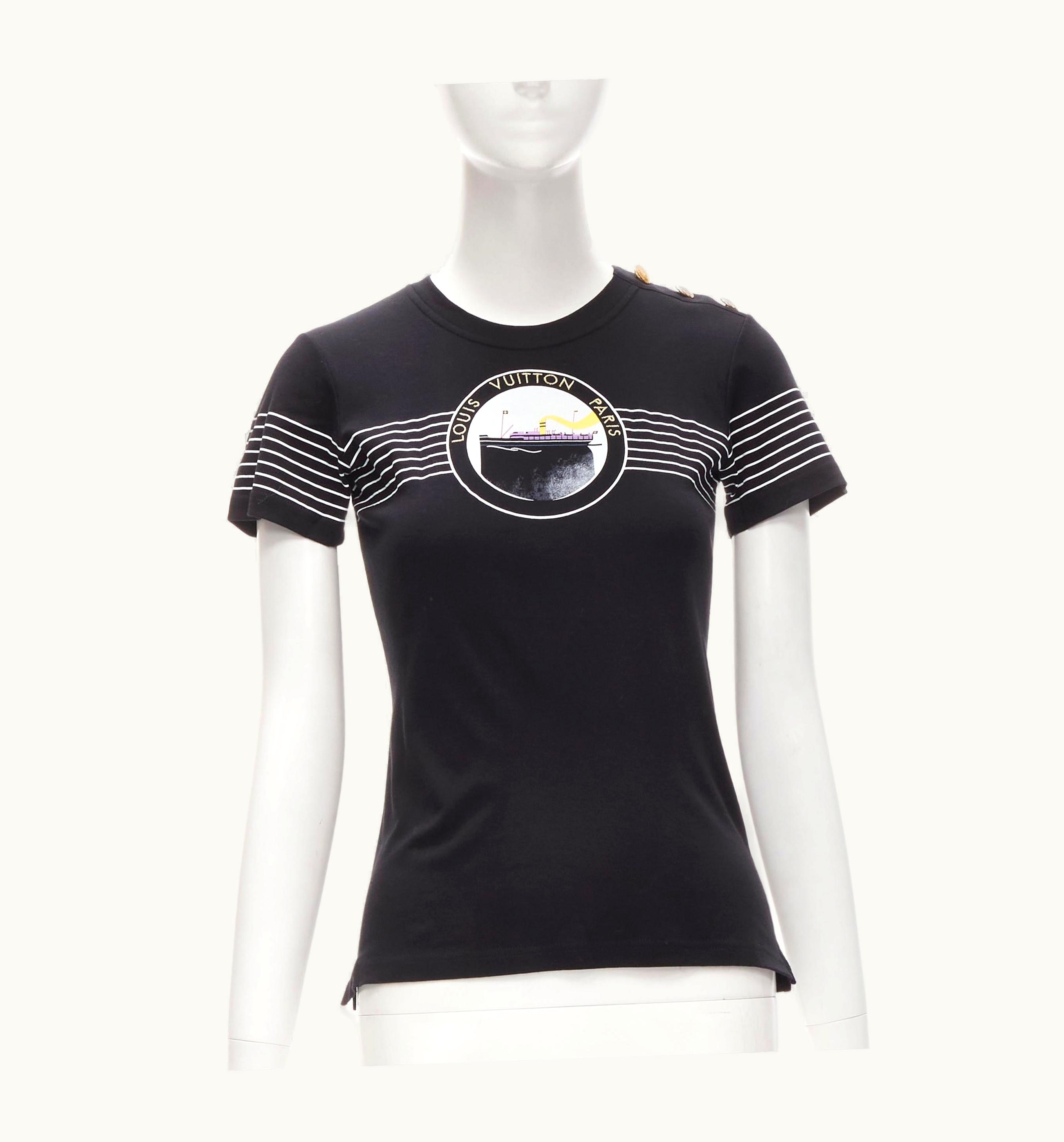 Louis Vuitton Louis Vuitton Black Cruise Embroidery Logo Nautical Tshirt