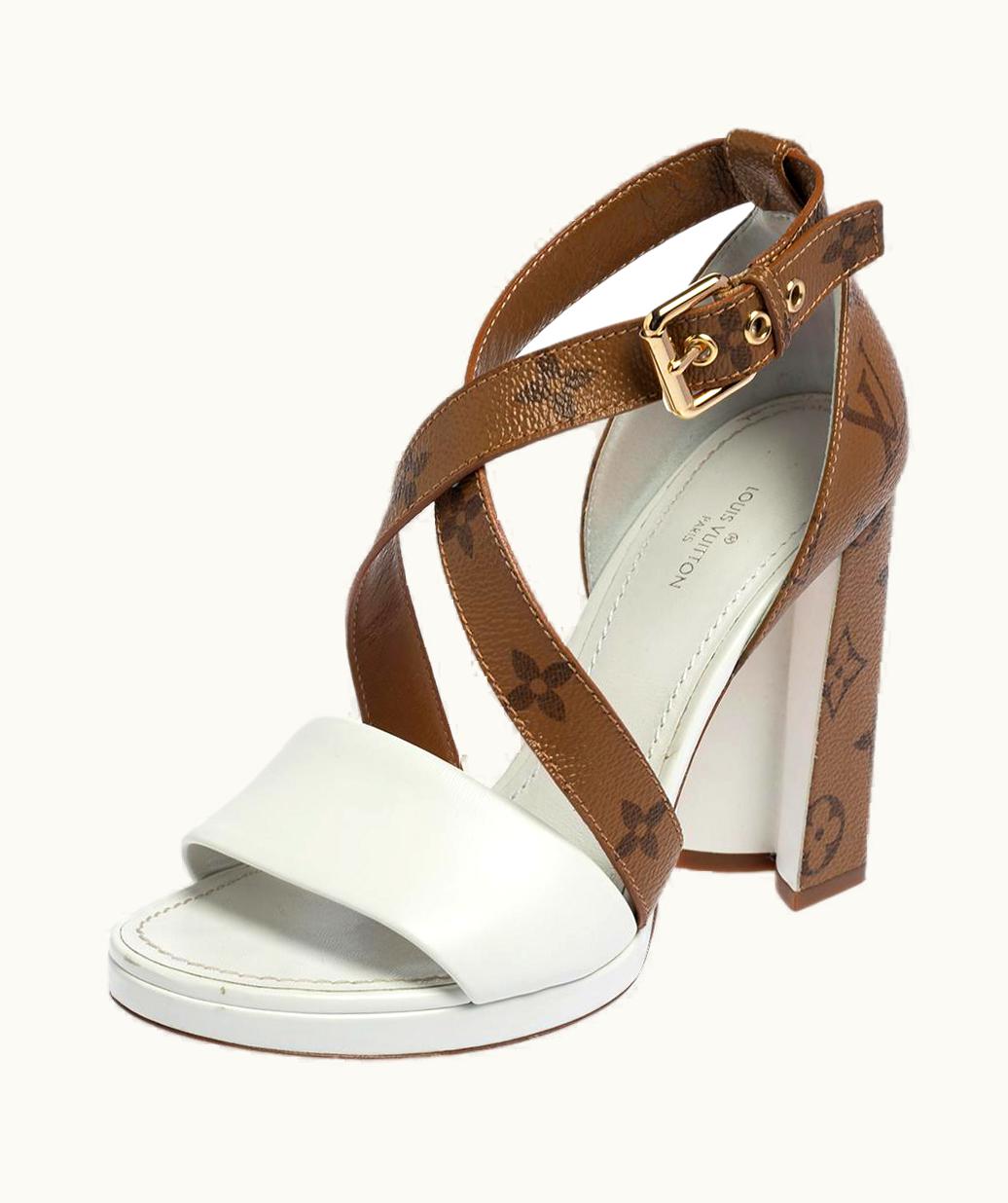 Louis Vuitton Louis Vuitton White/Brown Monogram Canvas And Leather Matchmake Sandals