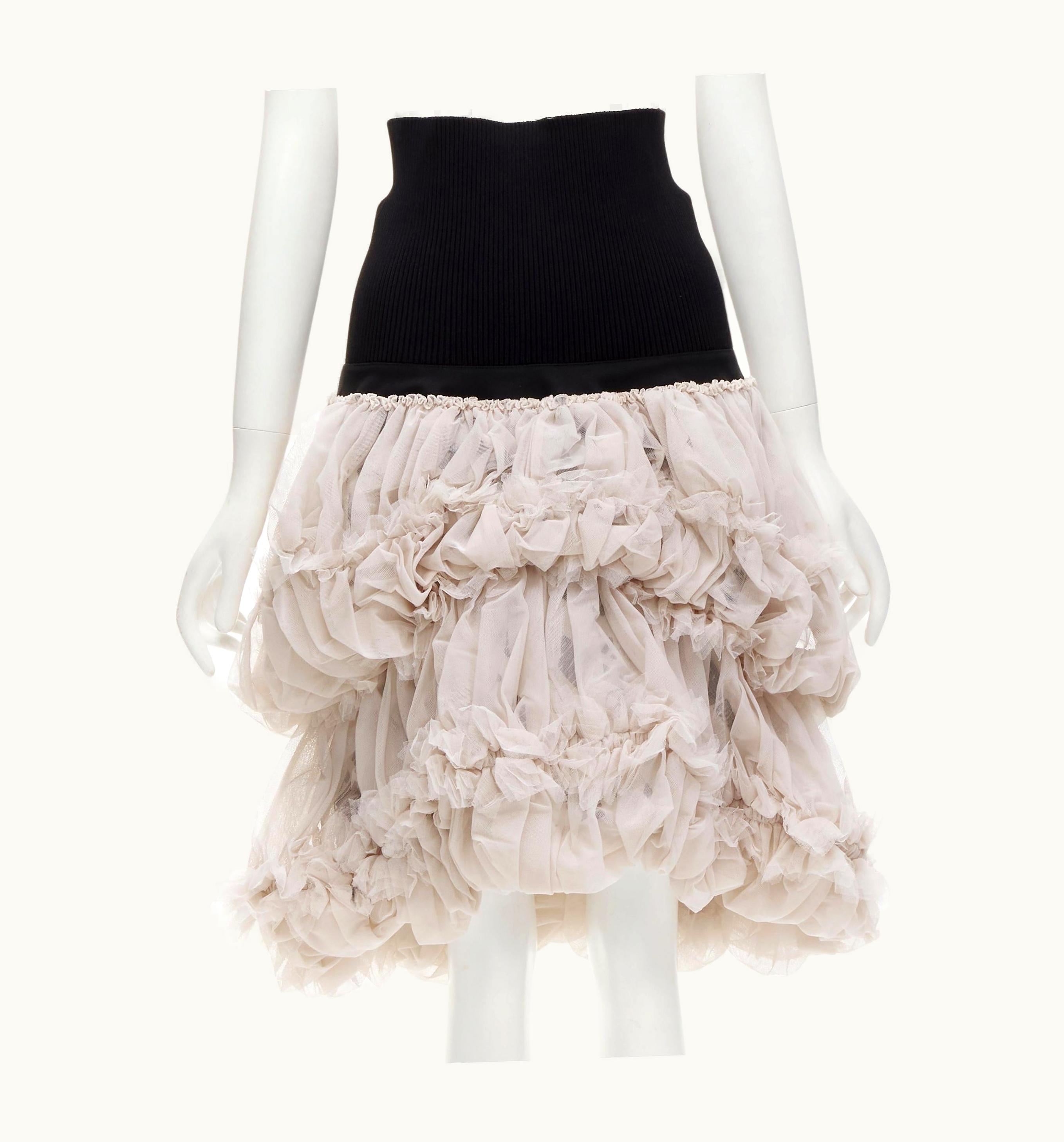 Louis Vuitton Louis Vuitton 2021 Runway Dropped Waist Ruffle Tulle Logo Graphic Skirt