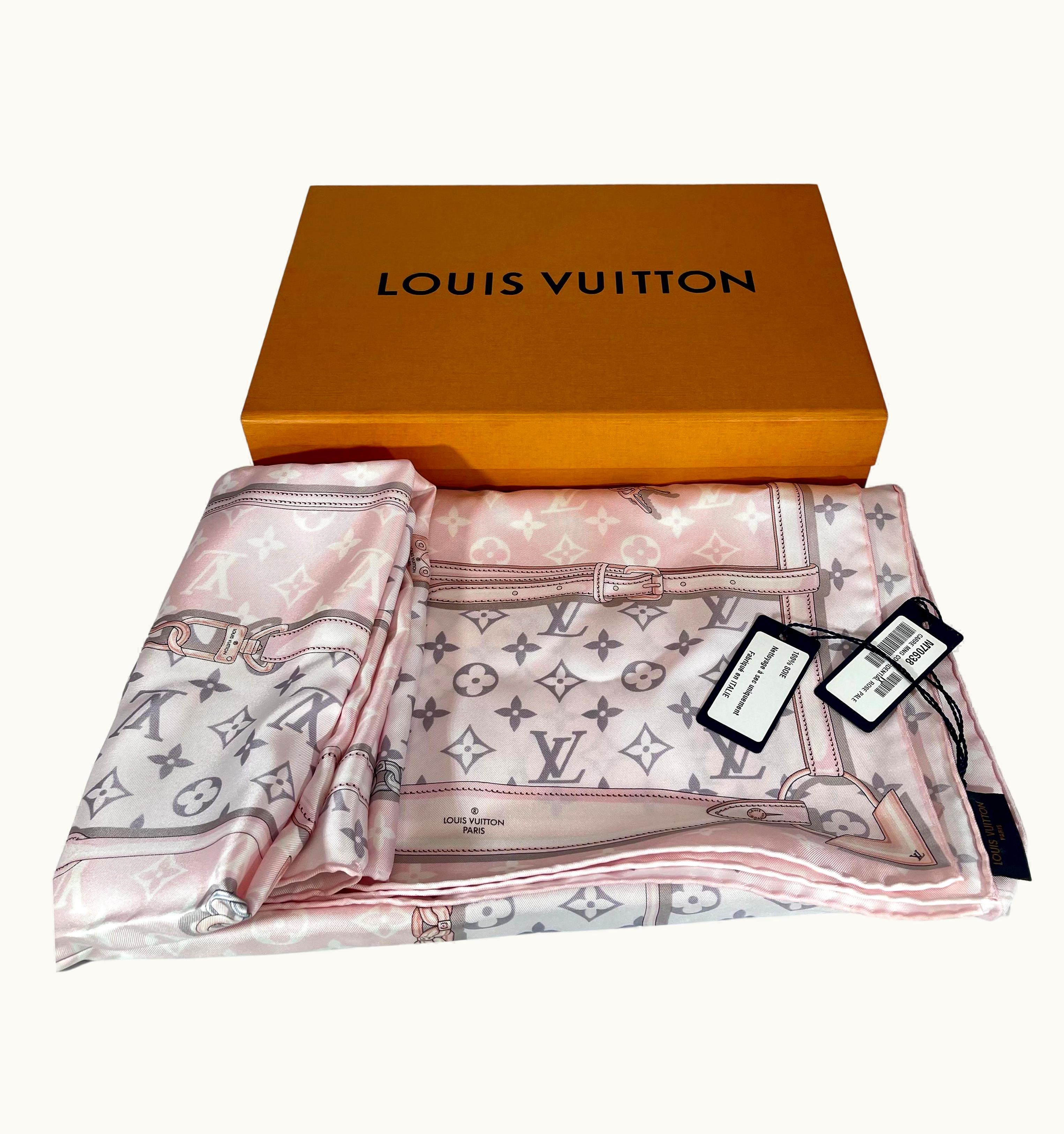 Louis Vuitton Brand Louis Vuitton Rose Ballerine Monogram Giant Escale Silk Square Scarf