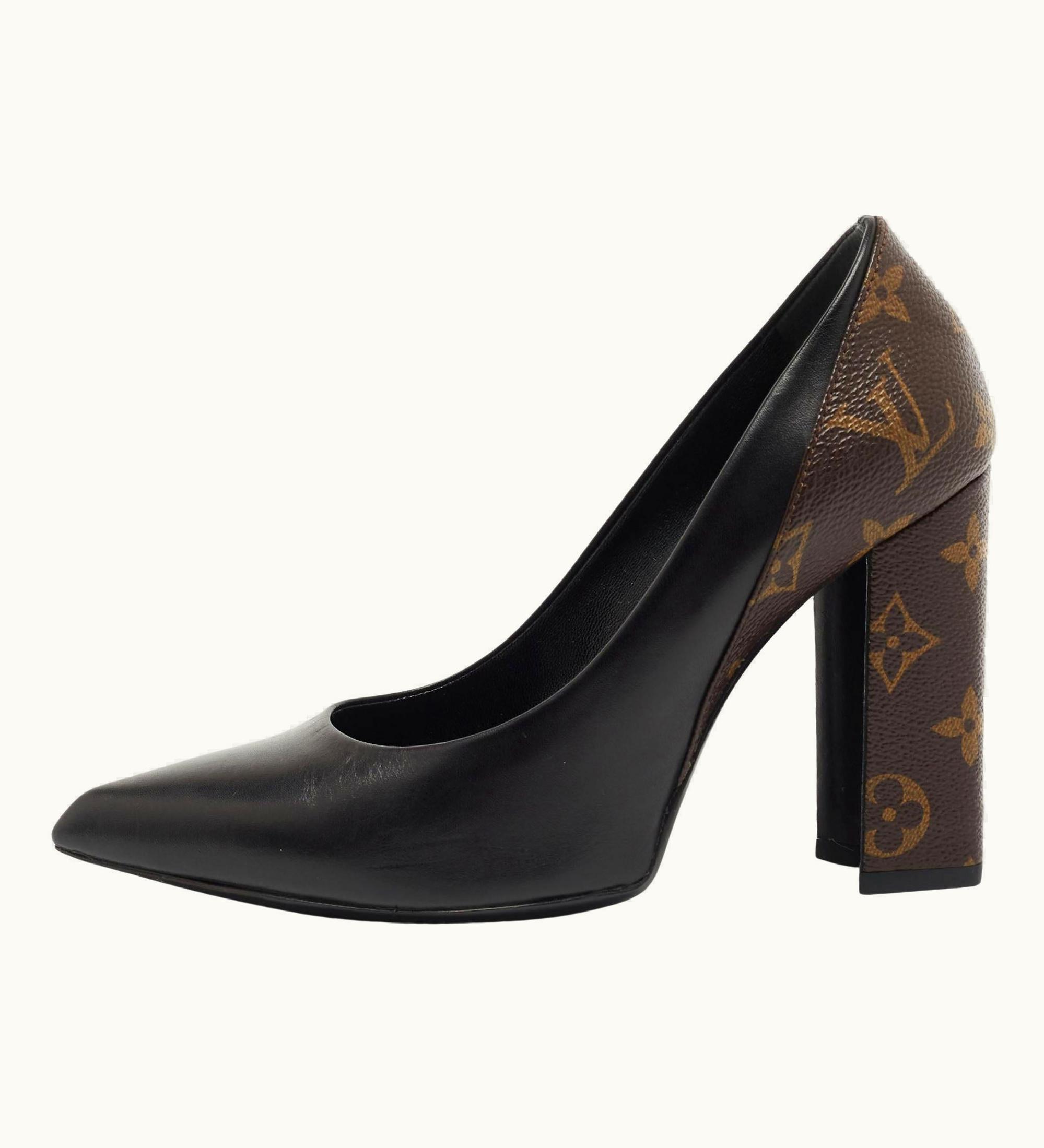 Louis Vuitton Louis Vuitton Black/Brown Leather And Monogram Canvas Matchmake Pumps