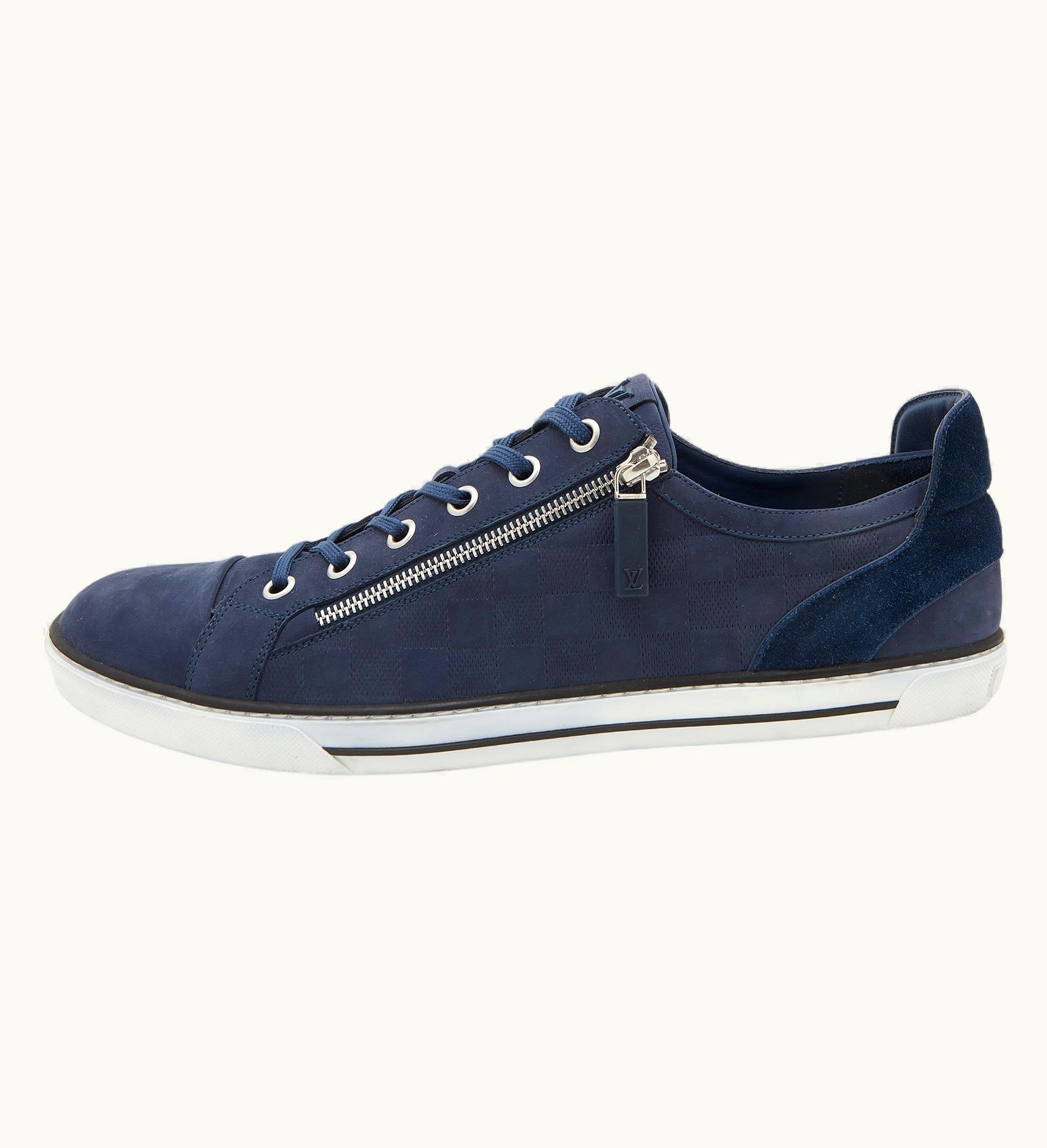 Louis Vuitton Louis Vuitton Blue Damier Nubuck Leather And Suede Adventure Sneakers