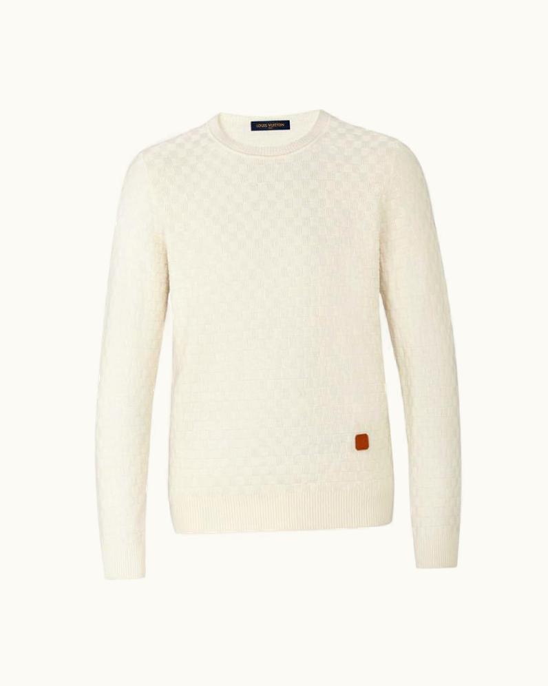 Louis Vuitton Louis Vuitton Damier Crew Neck White Sweater S/Sm 1a5vnl Rare