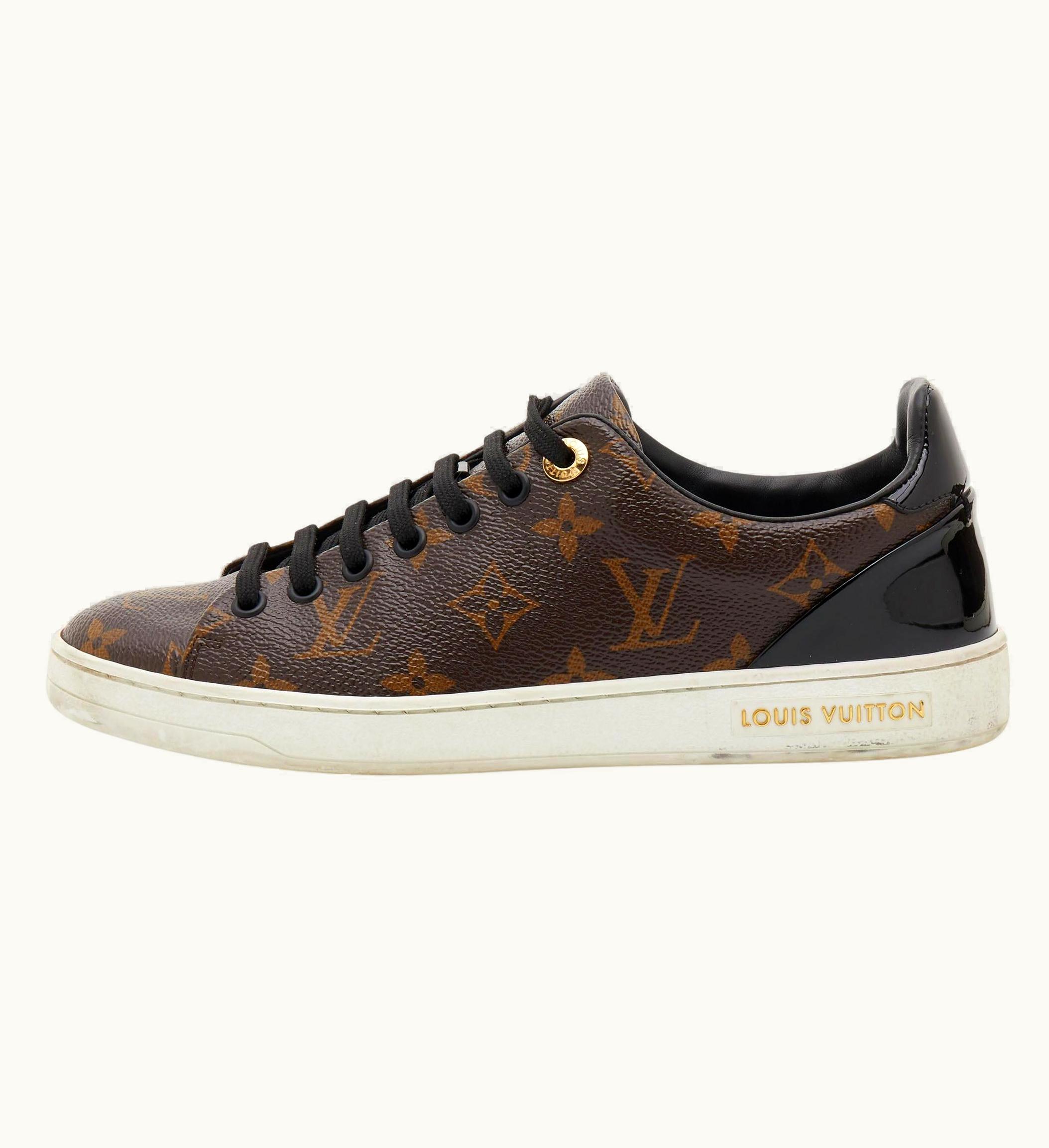 Louis Vuitton Louis Vuitton Black Monogram Canvas And Patent Leather Frontrow Sneakers