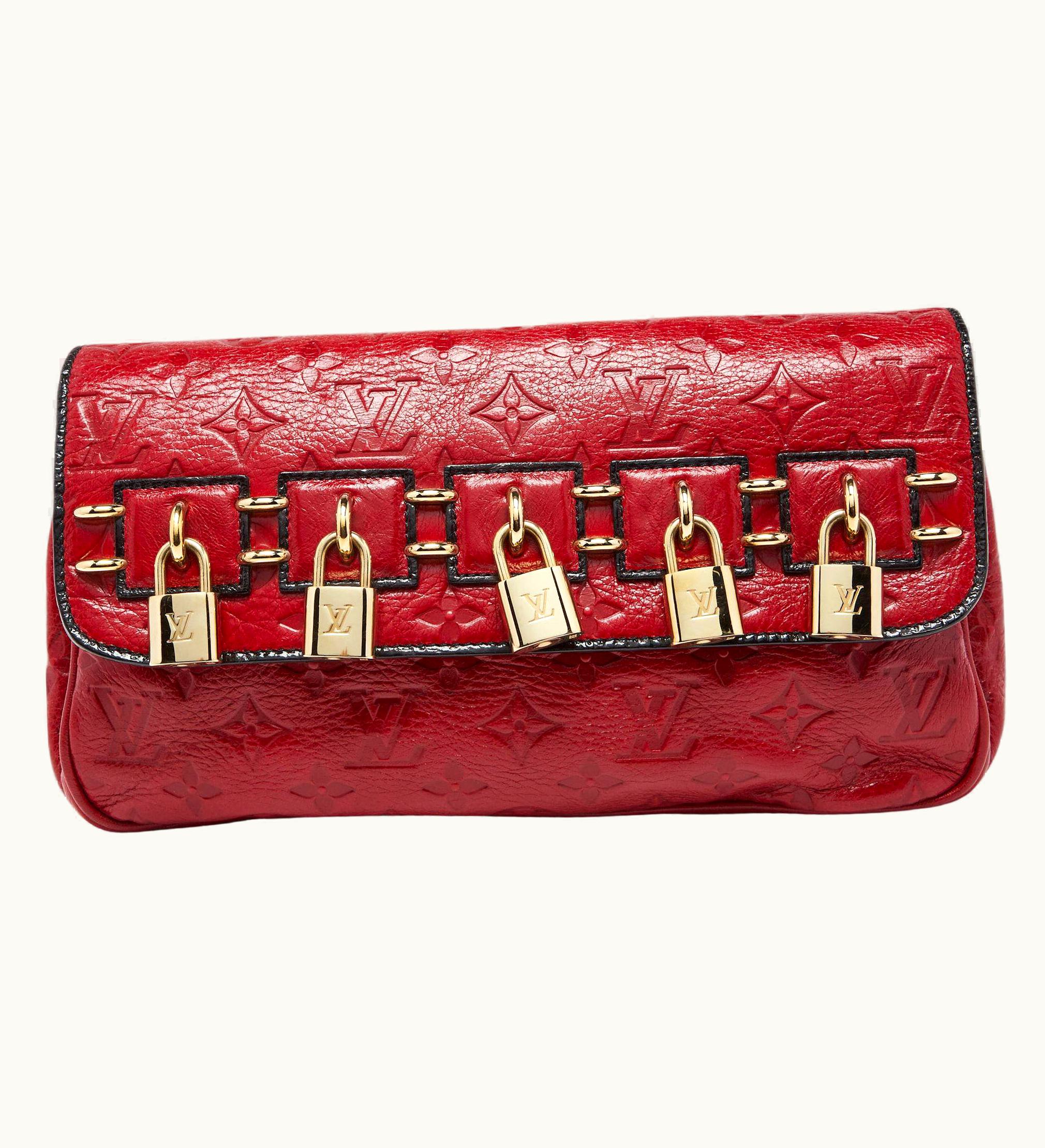 Louis Vuitton Louis Vuitton Red Monogram Glossy Leather My Deer Enigme Clutch UZ0582807