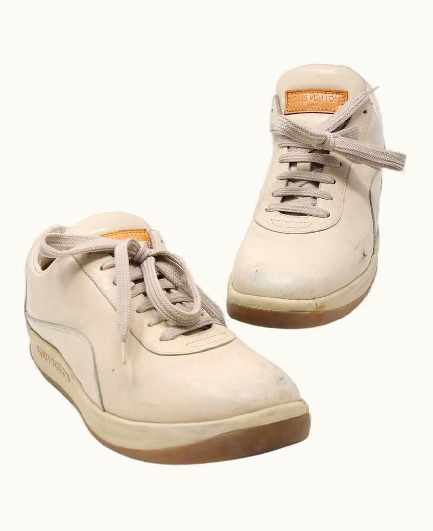 Louis Vuitton Louis Vuitton Beige Lv Men' Calfskin Leather Lace Up Leisure .5 Shoes