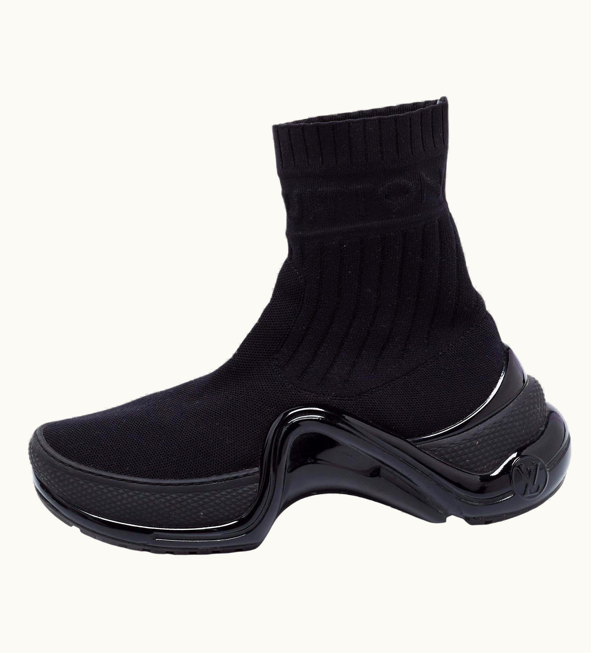 Louis Vuitton Louis Vuitton Black Knit Fabric Sock Run Hight Top Sneakers