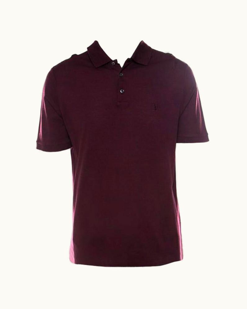 Louis Vuitton Louis Vuitton Burgundy Honeycomb Knit Cotton Logo Embroidered Polo T Shirt Xl