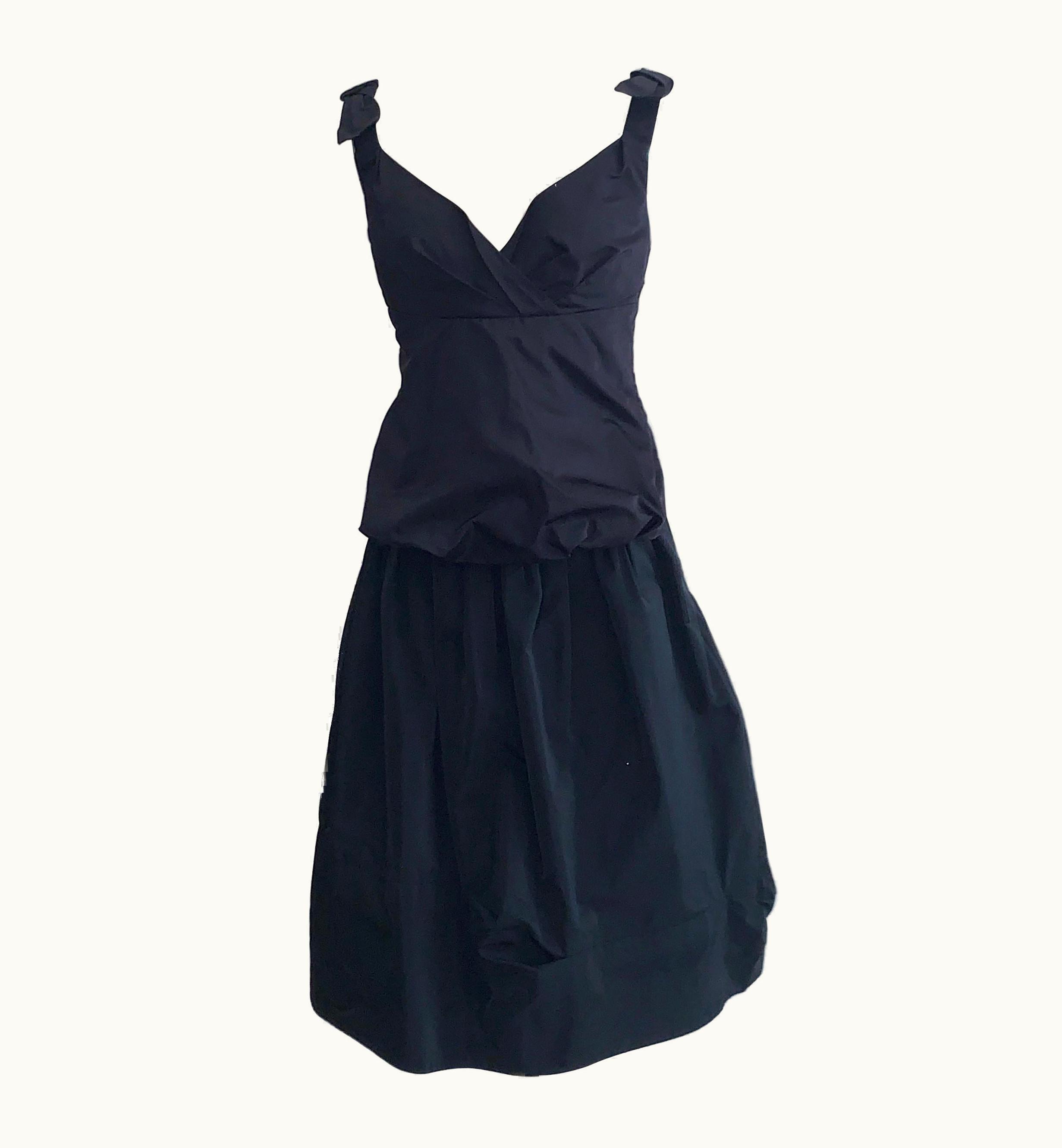 Louis Vuitton Louis Vuitton Black Bustier Tank And Skirt Set With Bow Detail At Shoulders