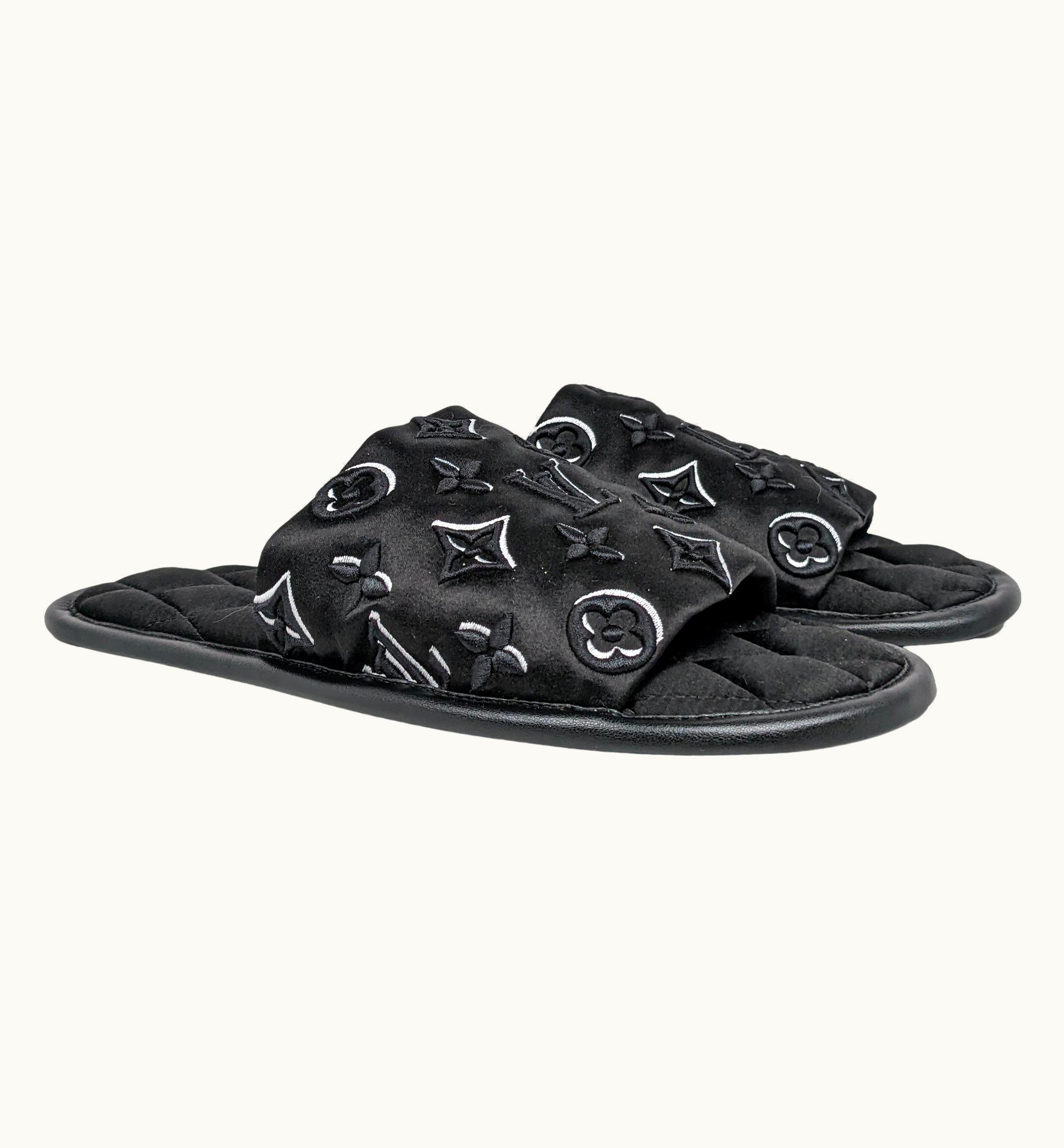 Louis Vuitton Louis Vuitton Black Monogram Satin Homey Line Slippers S/S6 Eu 35/36