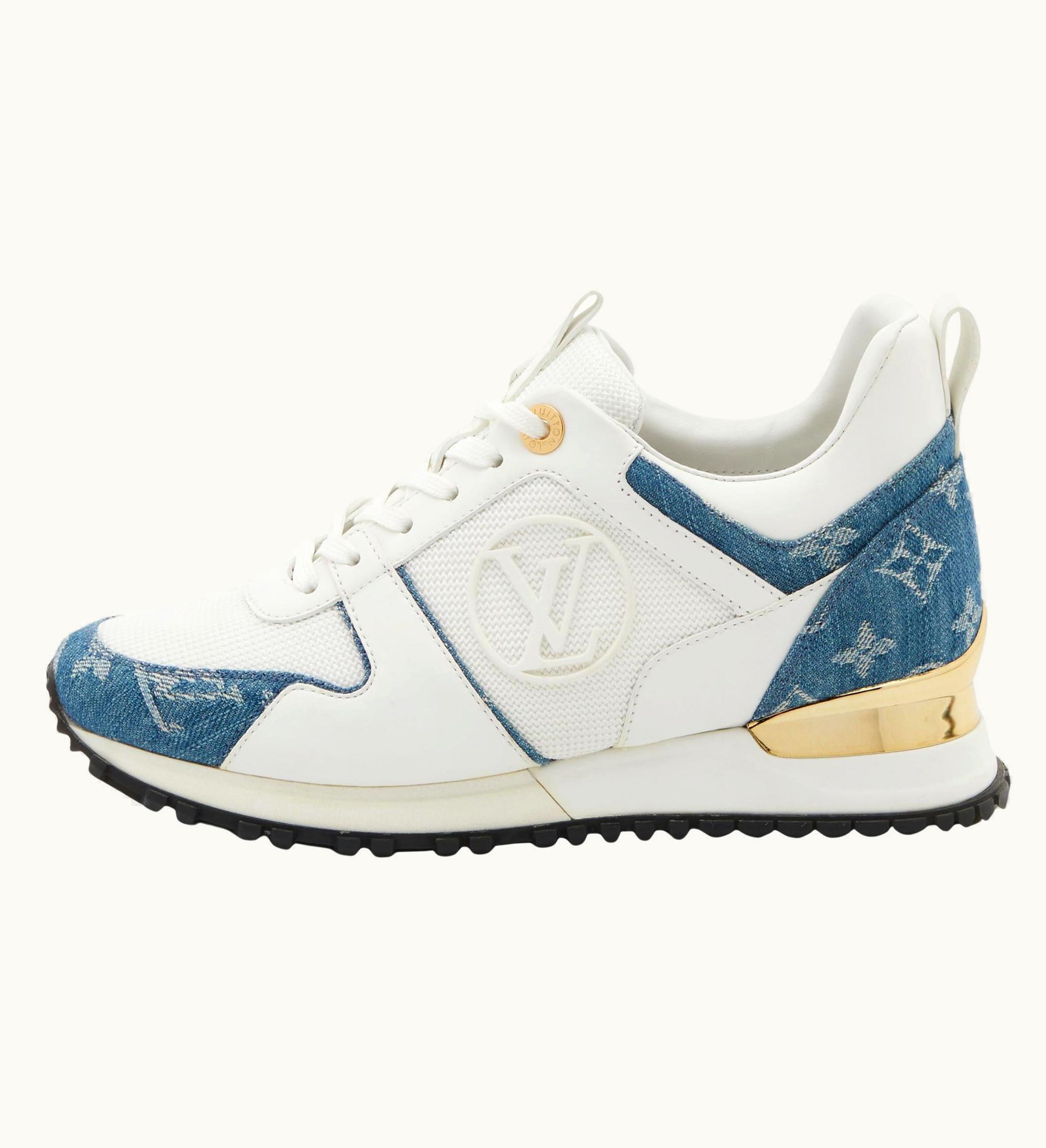 Louis Vuitton Louis Vuitton White/Blue Monogram Denim, Leather Mesh Run AWay Sneakers