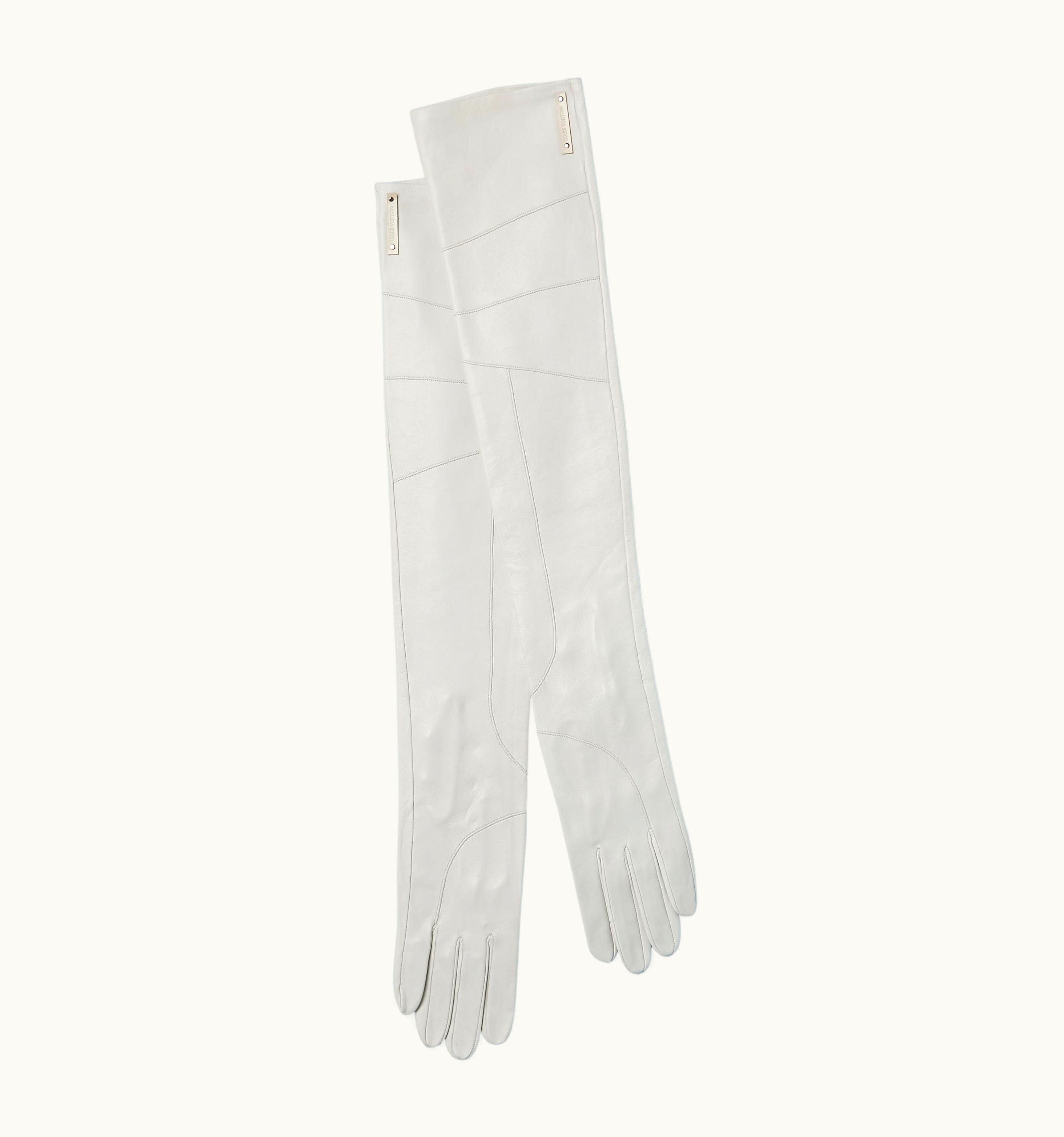 Louis Vuitton Long Gloves In Off-white Leather With Buttons And Leather Brand Louis Vuitton