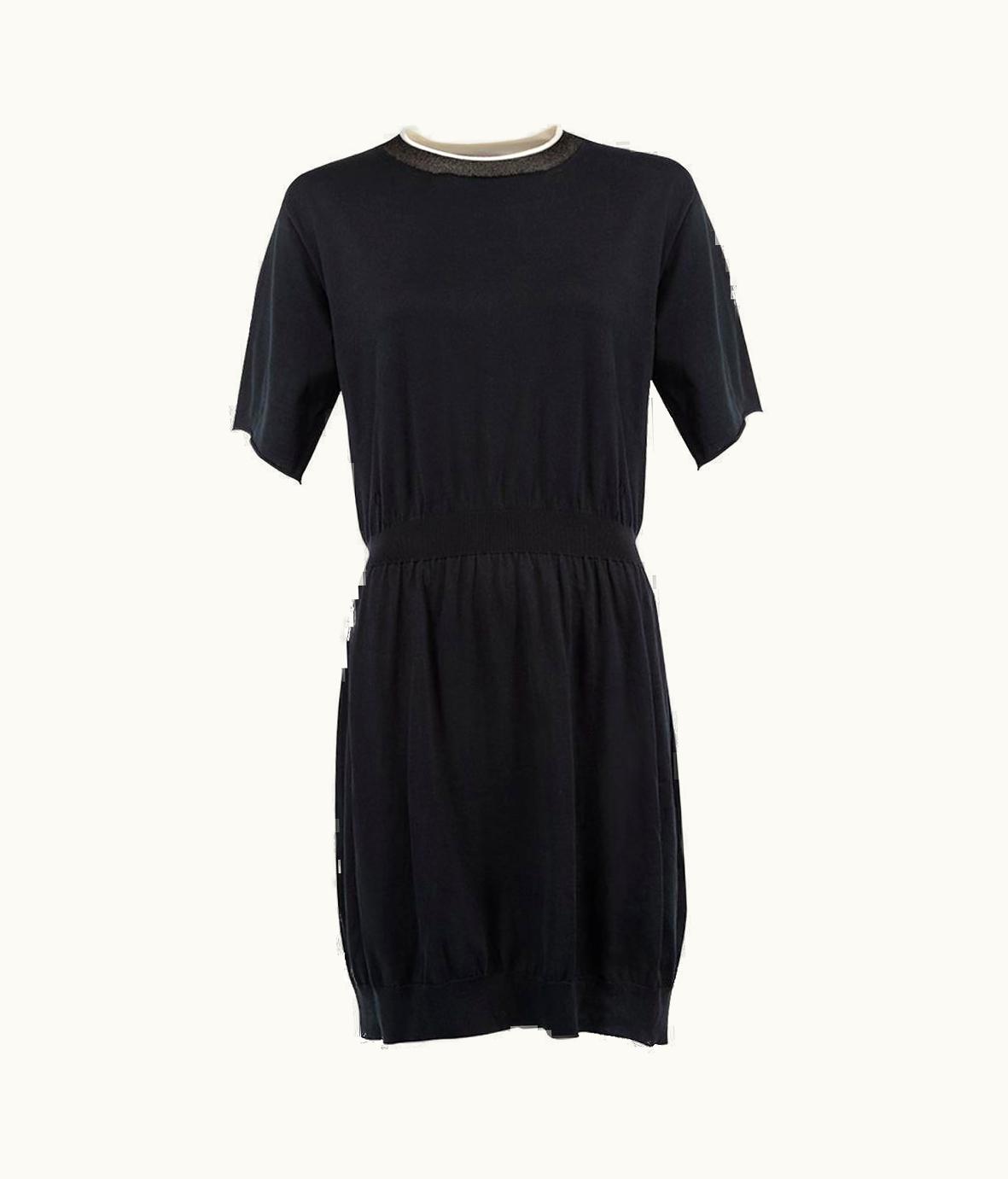 Louis Vuitton Louis Vuitton Women' Navy Blue Stretch Knit Metallic Trim Dress