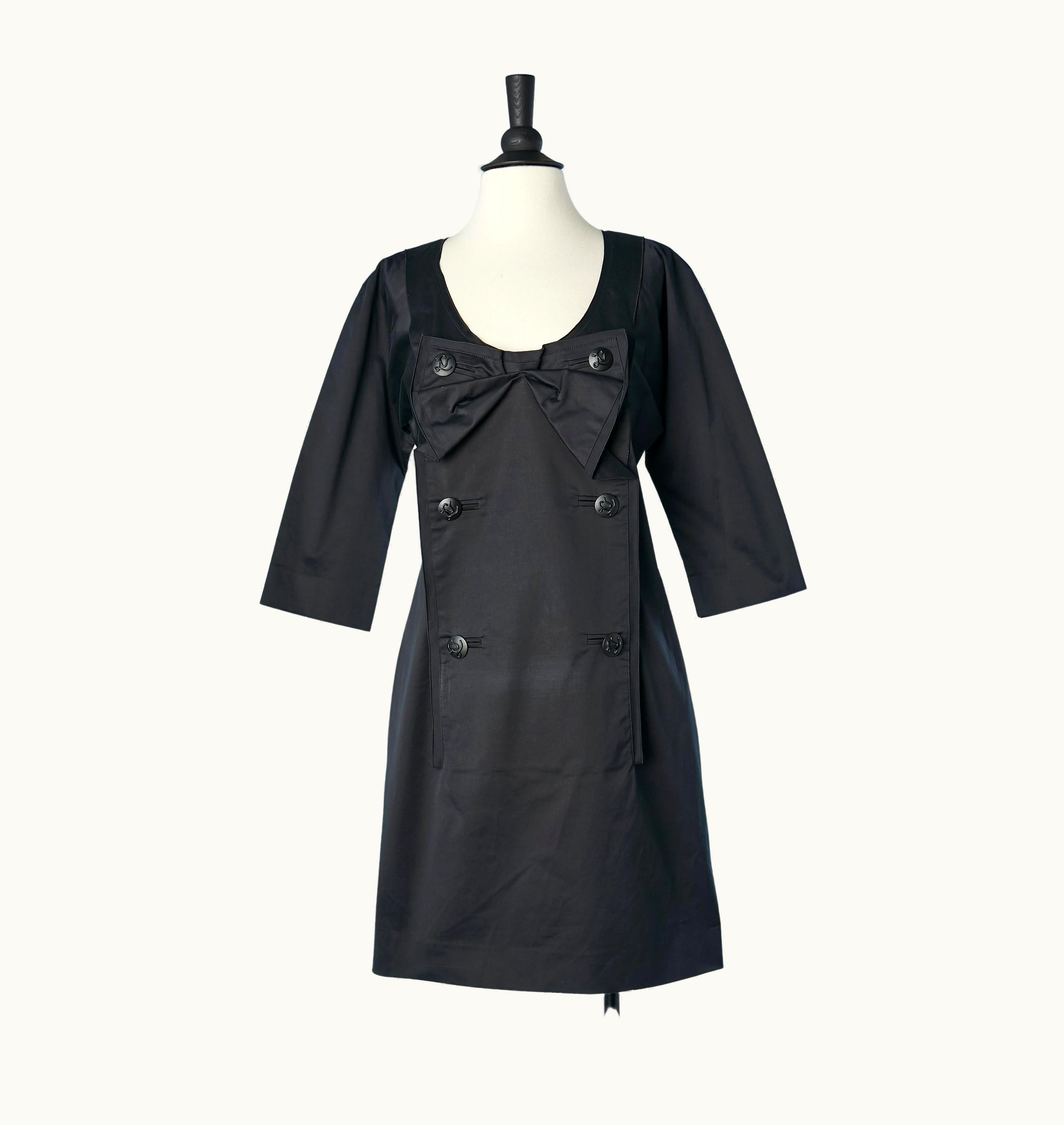 Louis Vuitton Black Cotton Double Breasted Dress With Branded Button Louis Vuitton