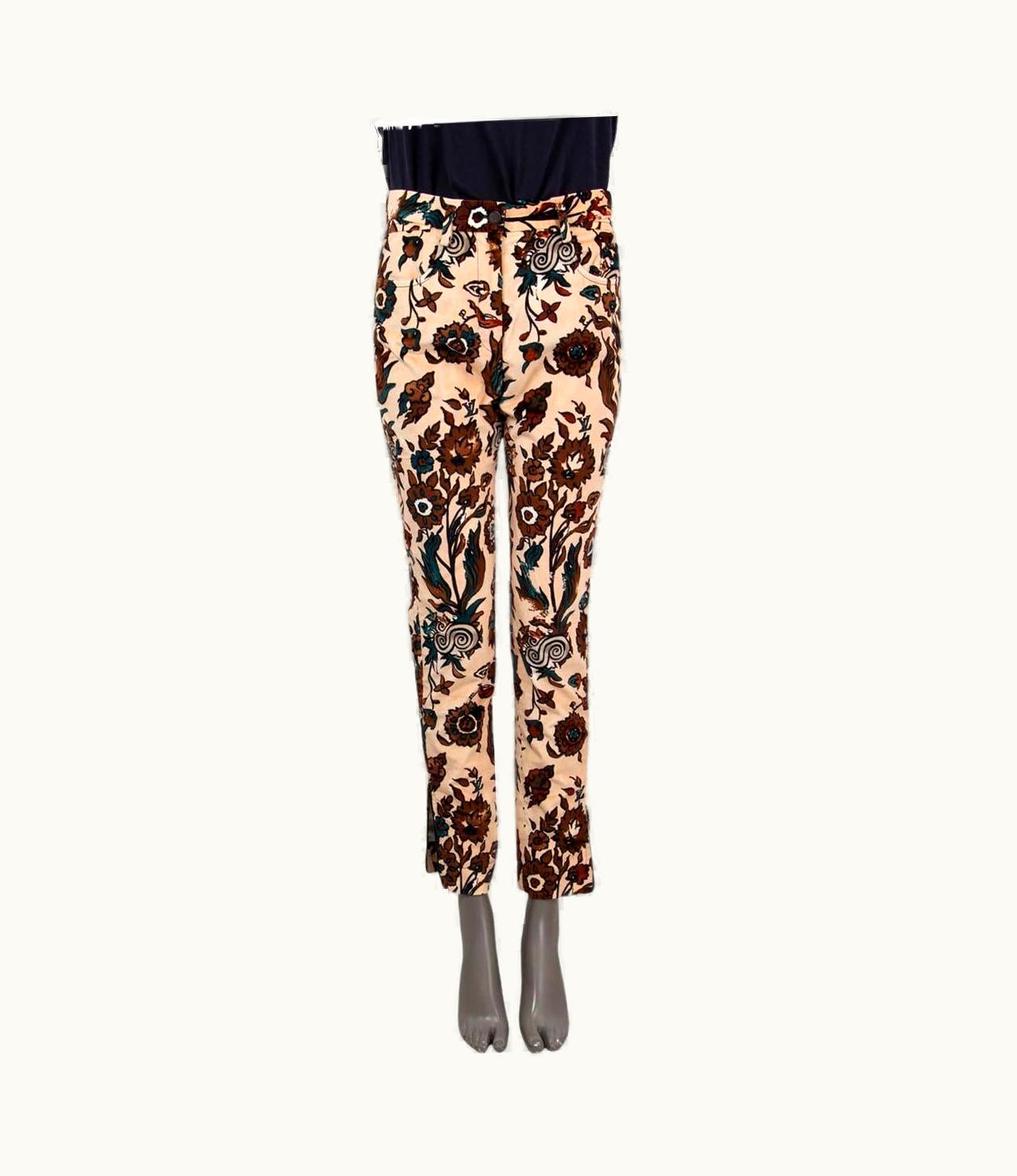 Louis Vuitton Louis Vuitton Black Nude & Brown 2014 Floral Velvet Pants