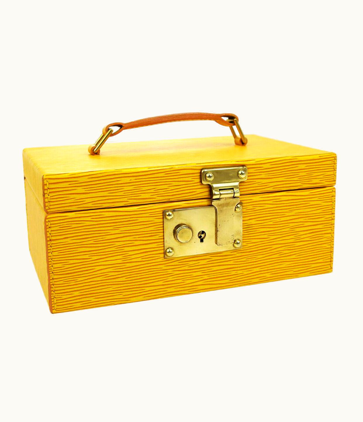 Louis Vuitton Louis Vuitton Yellow Leather Top Handle Satchel Vanity Cosmetic Travel Bag W/Key