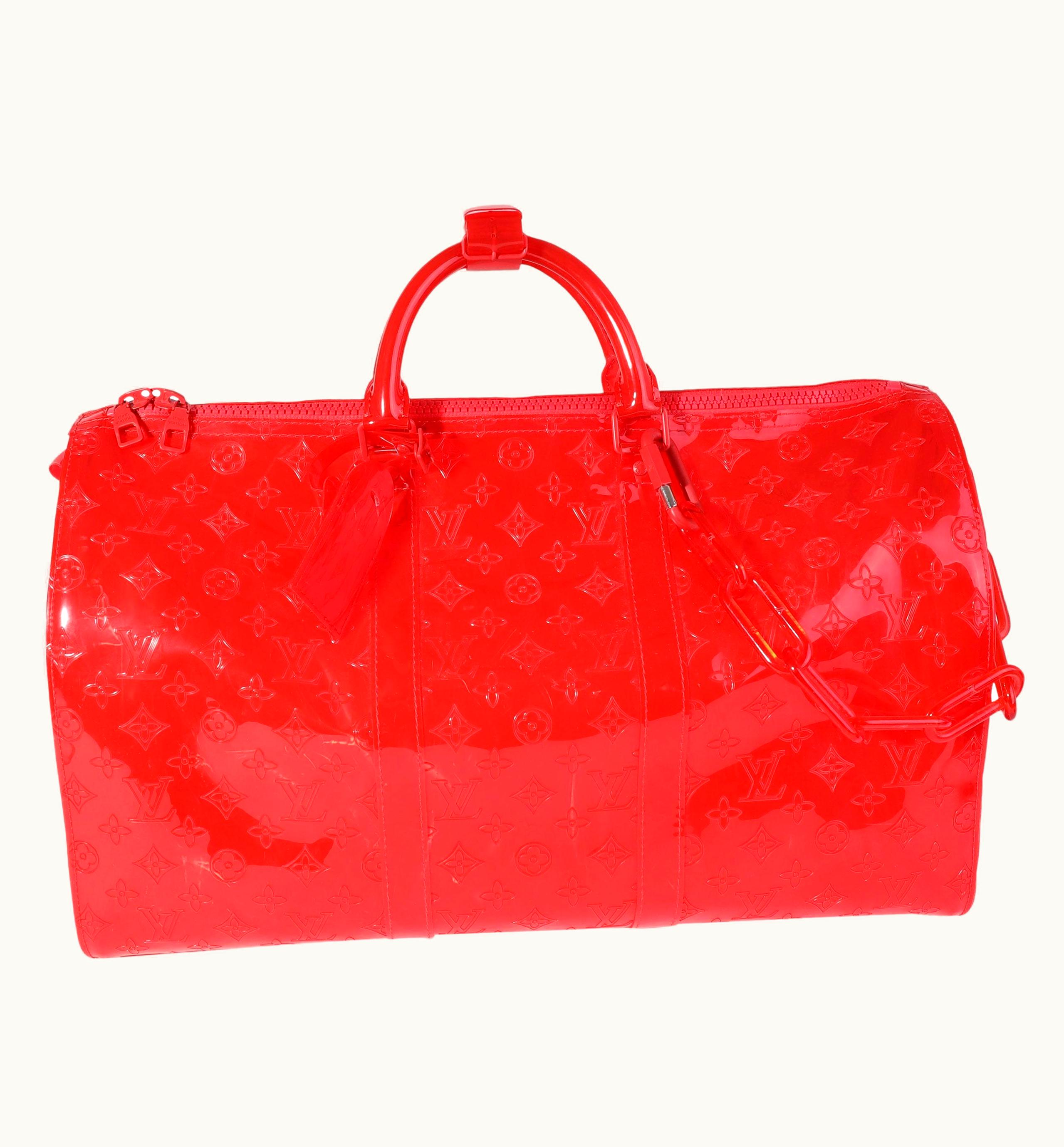 Louis Vuitton Louis Vuitton Virgil Abloh Red Monogram Pvc Keepall Bandouliére UZ0583028