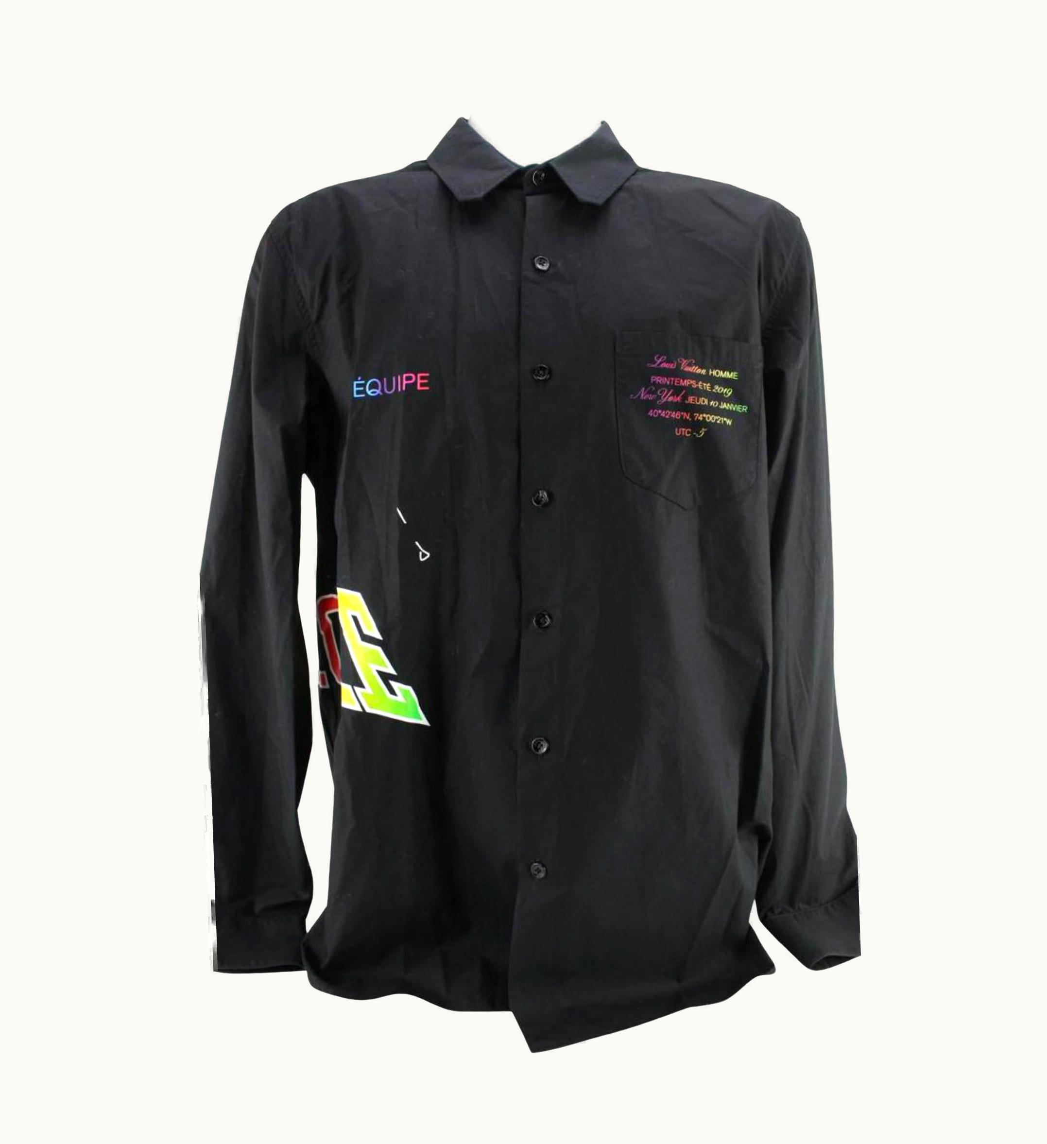 Louis Vuitton Louis Vuitton 2019 Men' Virgil Abloh Not Home Equipe Long Button Shirt 91lv71