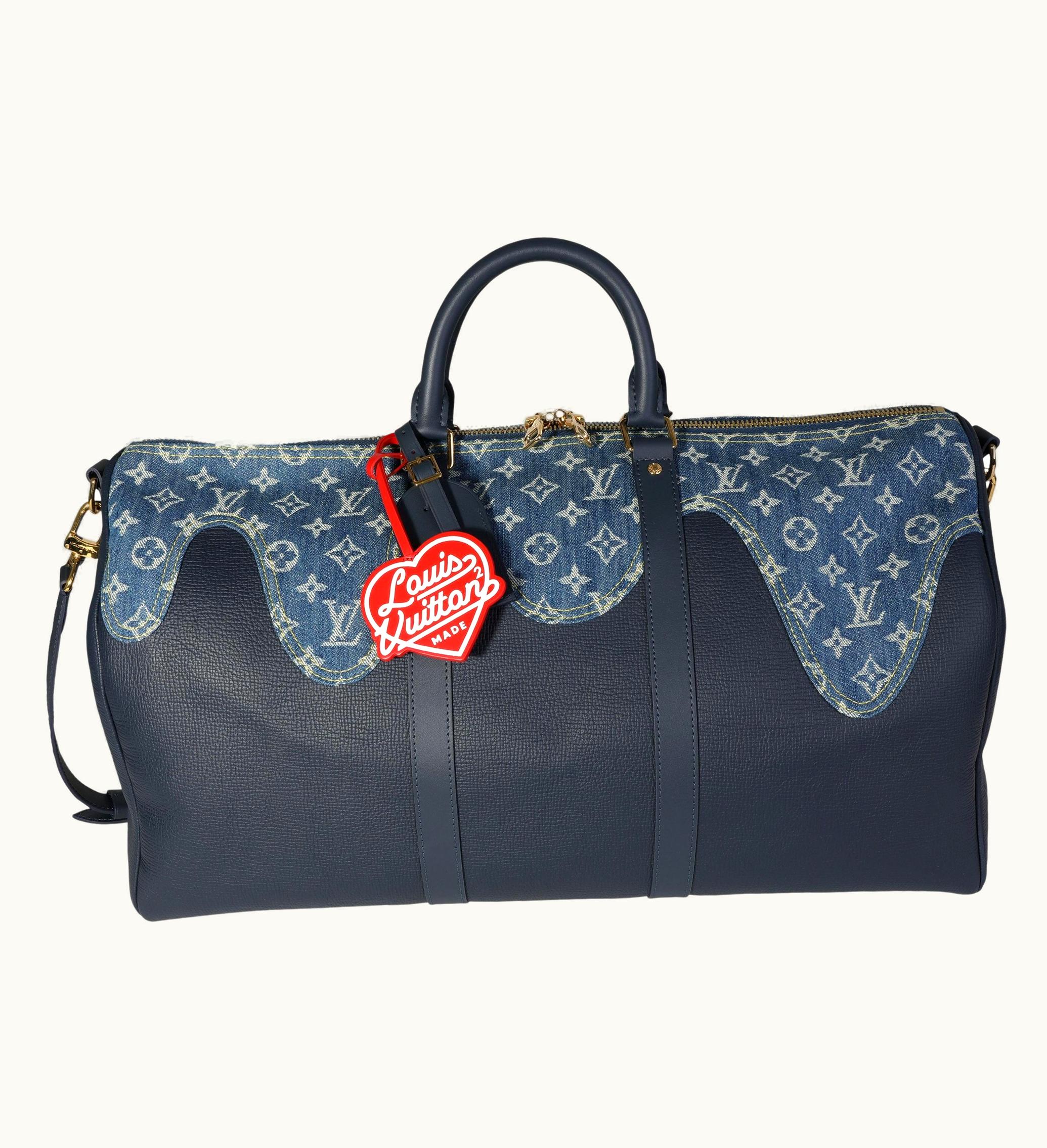 Louis Vuitton Louis Vuitton Nigo Monogram Denim Drip & Taurillon Keepall Bandoulière