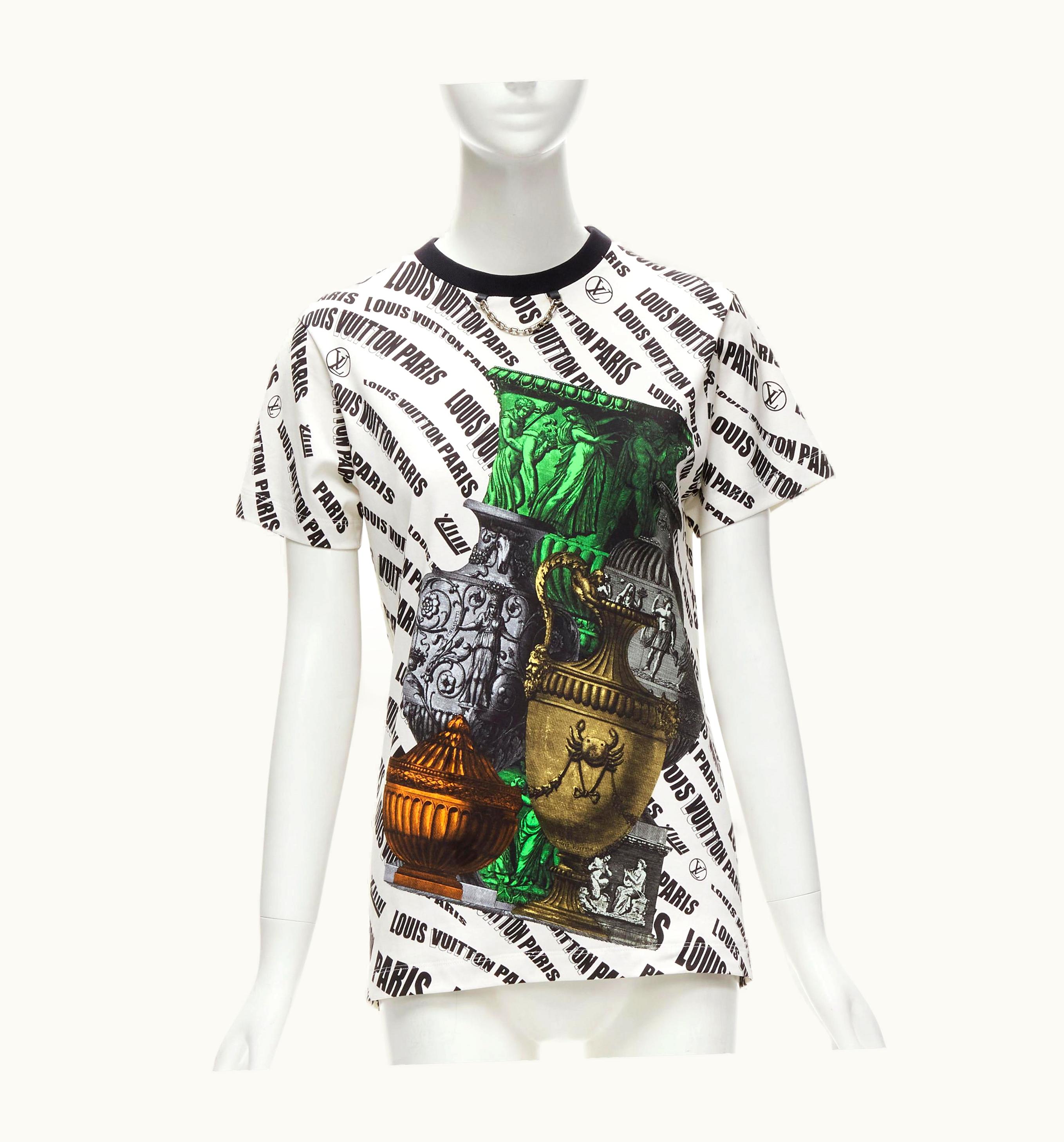 Louis Vuitton Louis Vuitton Fornasetti 2021 Graphic Logo Vase Chain Trimmed Cotton Tshirt