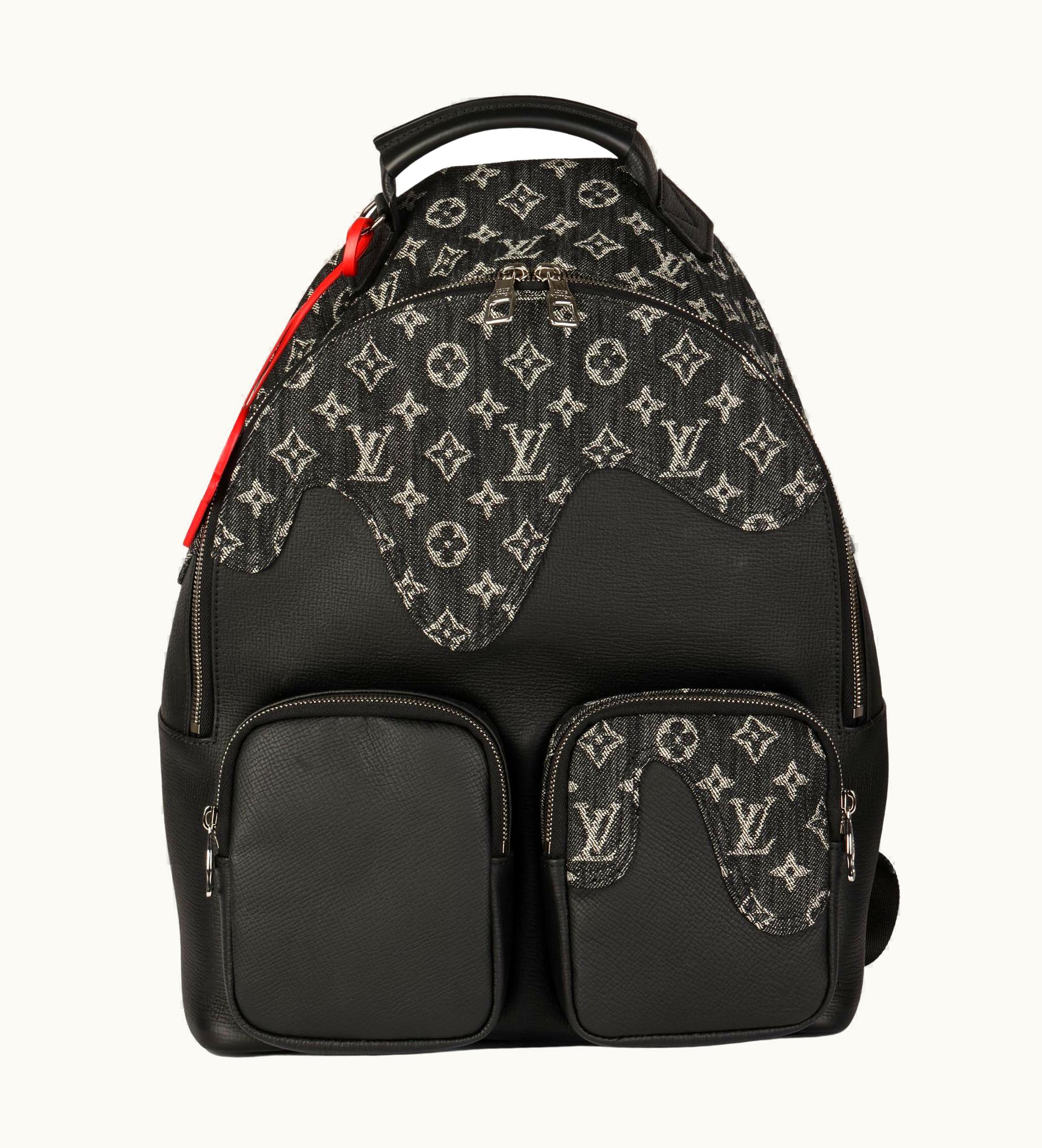 Louis Vuitton Louis Vuitton xNigo Navy Taurillon Leather & Monogram Denim MultiPocket Backpack