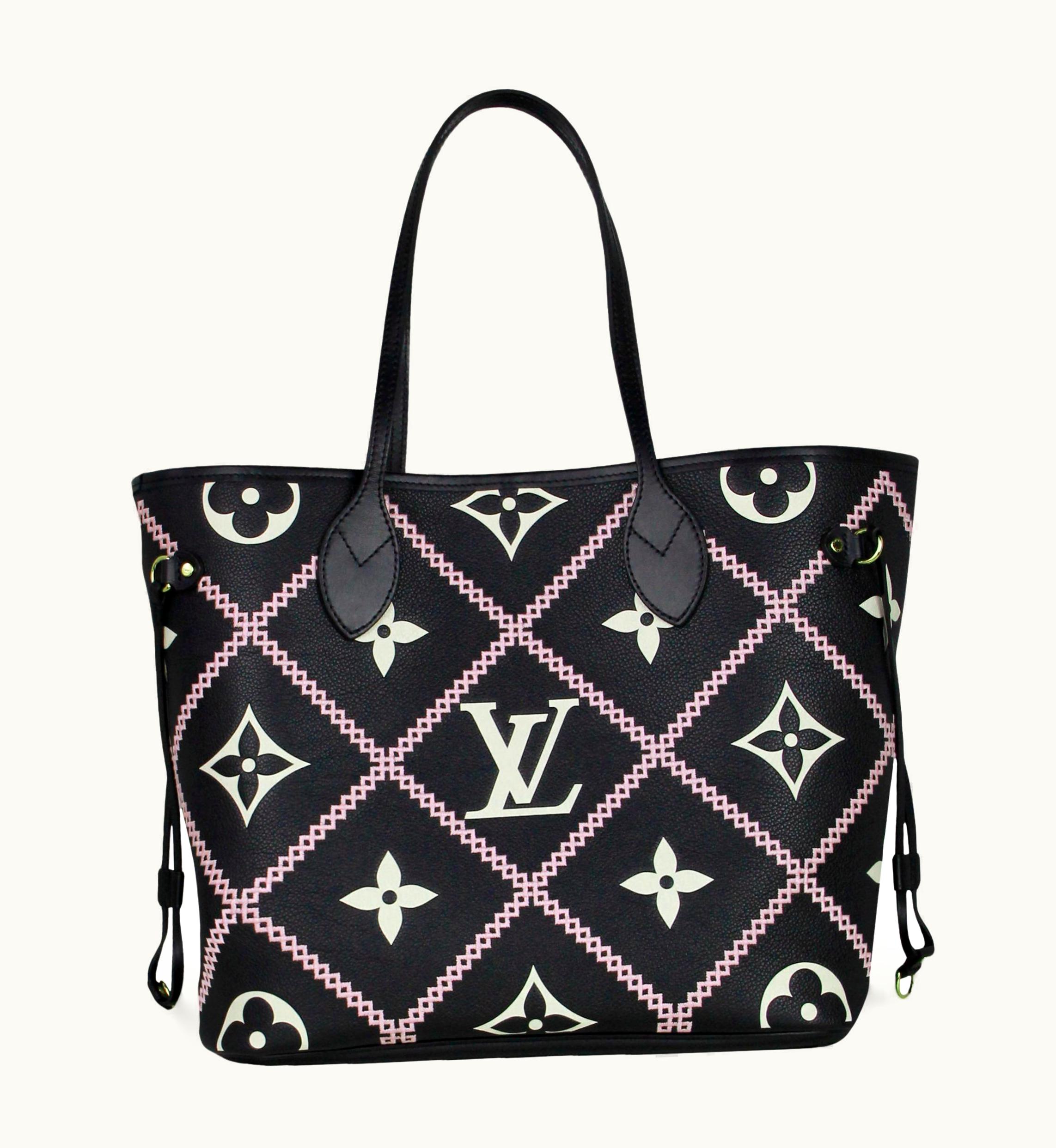 Louis Vuitton Louis Vuitton 2022 Black Empreinte Leather Monogram Giant Broderies Neverfull Mm