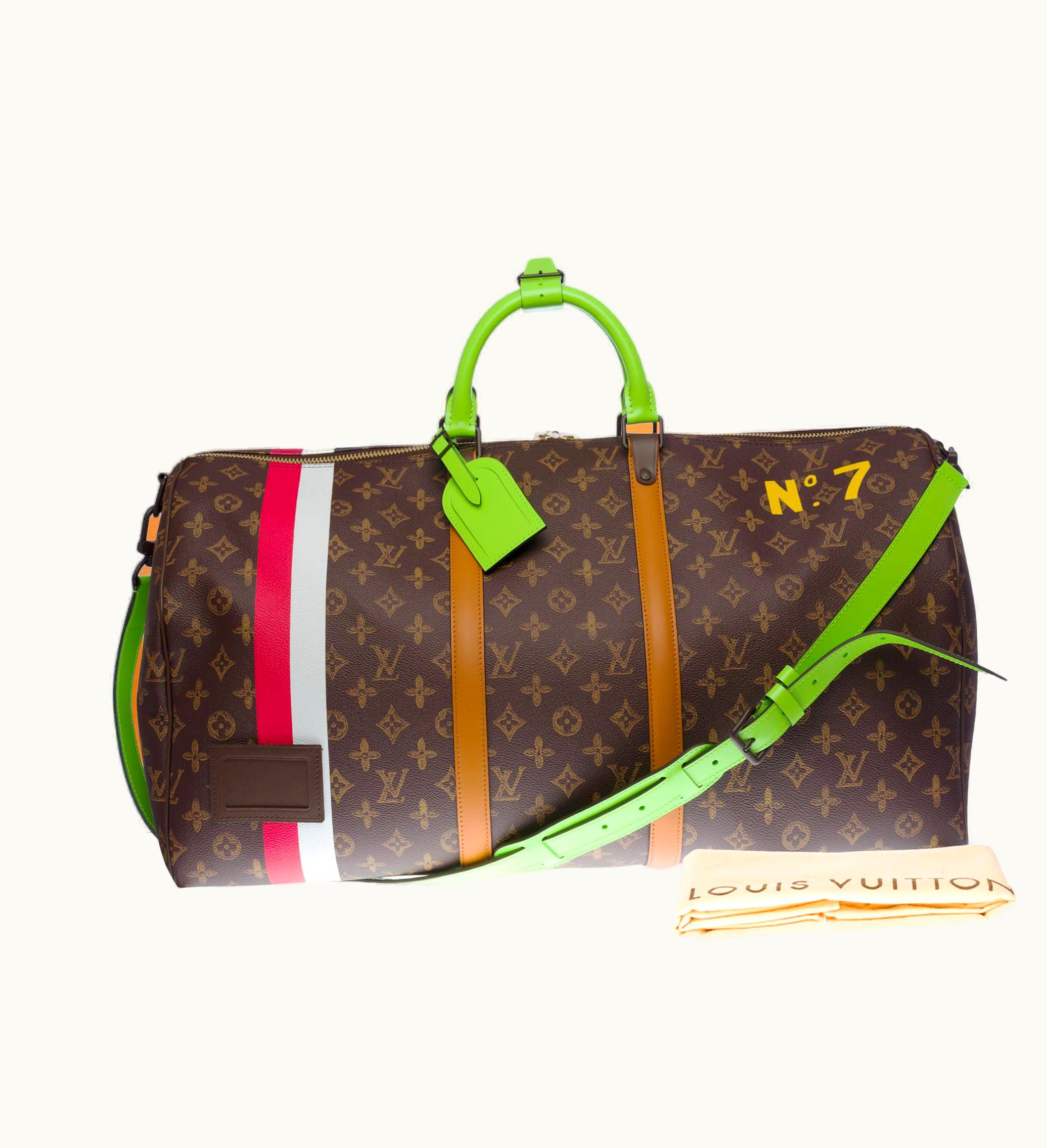 Louis Vuitton New-fw 2022 V. Abloh- Louis Vuitton Keepall 55 Strap Trompe 'Oeil Travel Bag