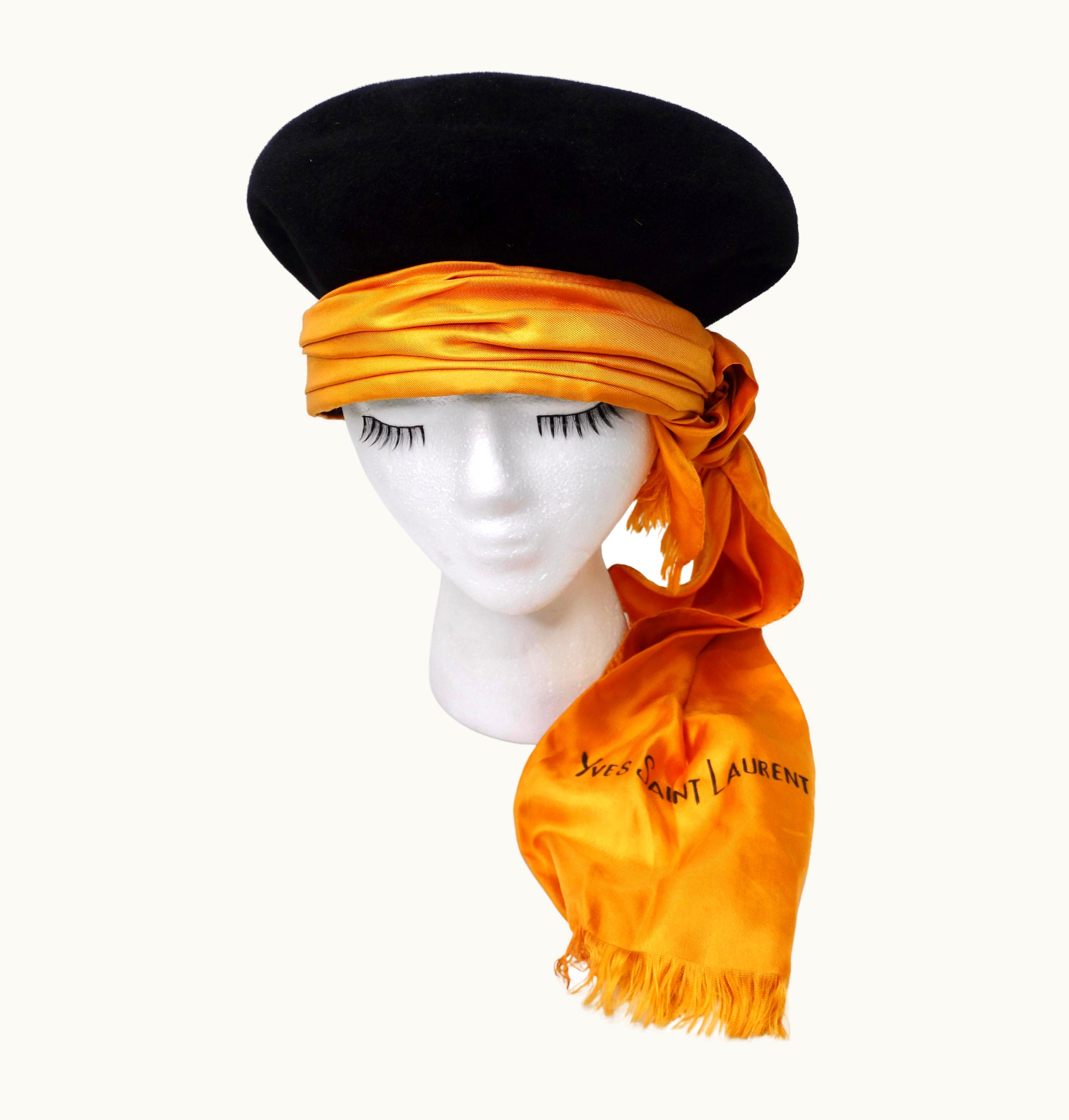 Saint Laurent Yves Saint Laurent Rare Hat With Silk Scarf