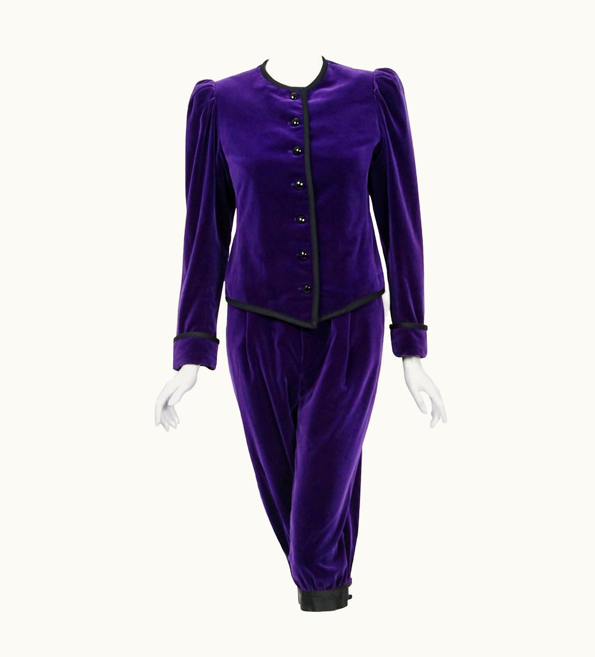Saint Laurent Vintage 1979 Yves Saint Laurent Documented Purple Velvet Jacket Knicker Pantsuit