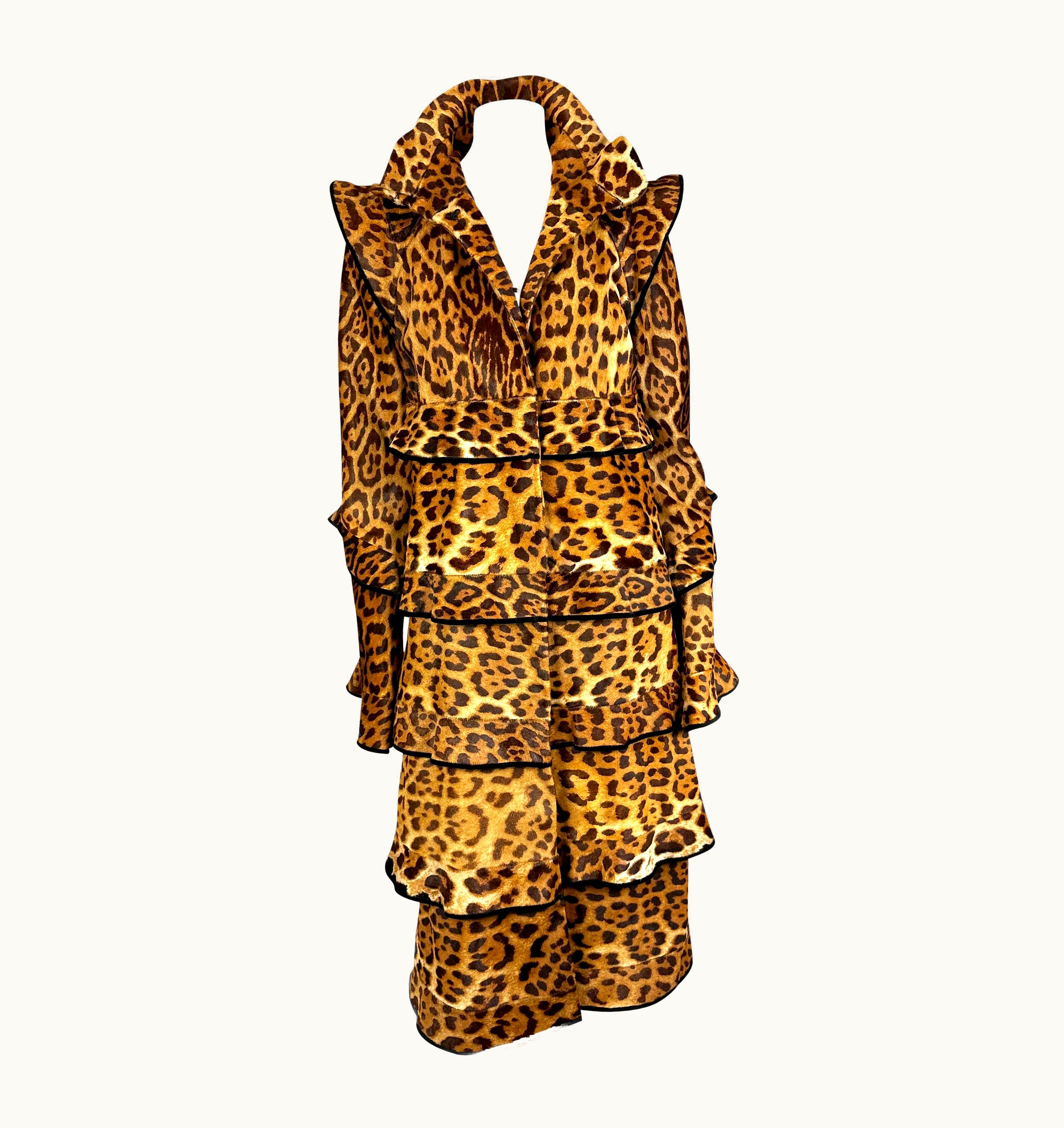 Saint Laurent AW 2004 Yves Saint Laurent By Tom Ford Cheetah Print Pony Hair Trench Coat