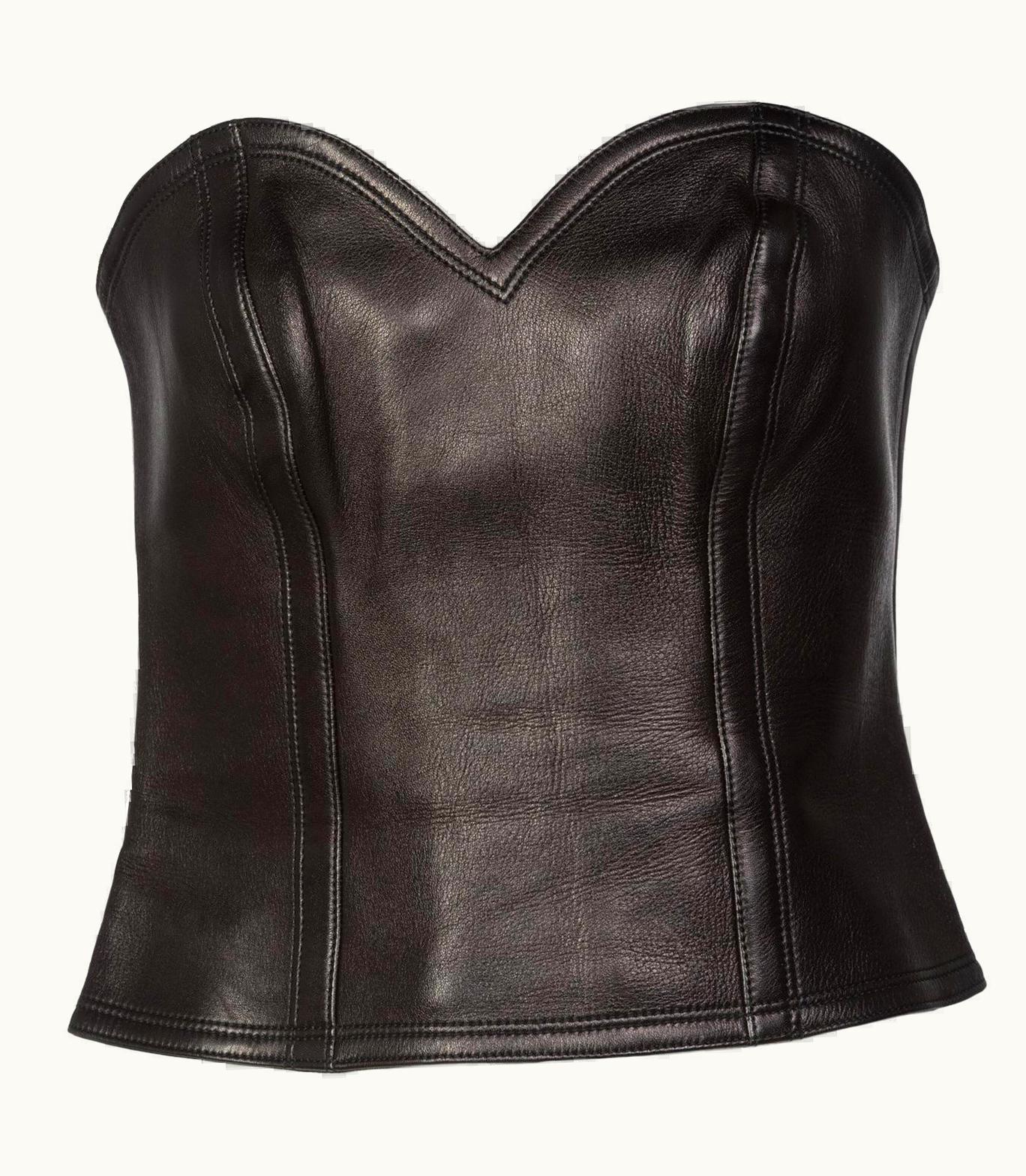 Saint Laurent Yves Saint Laurent Black Leather Bustier Top YSL 2009