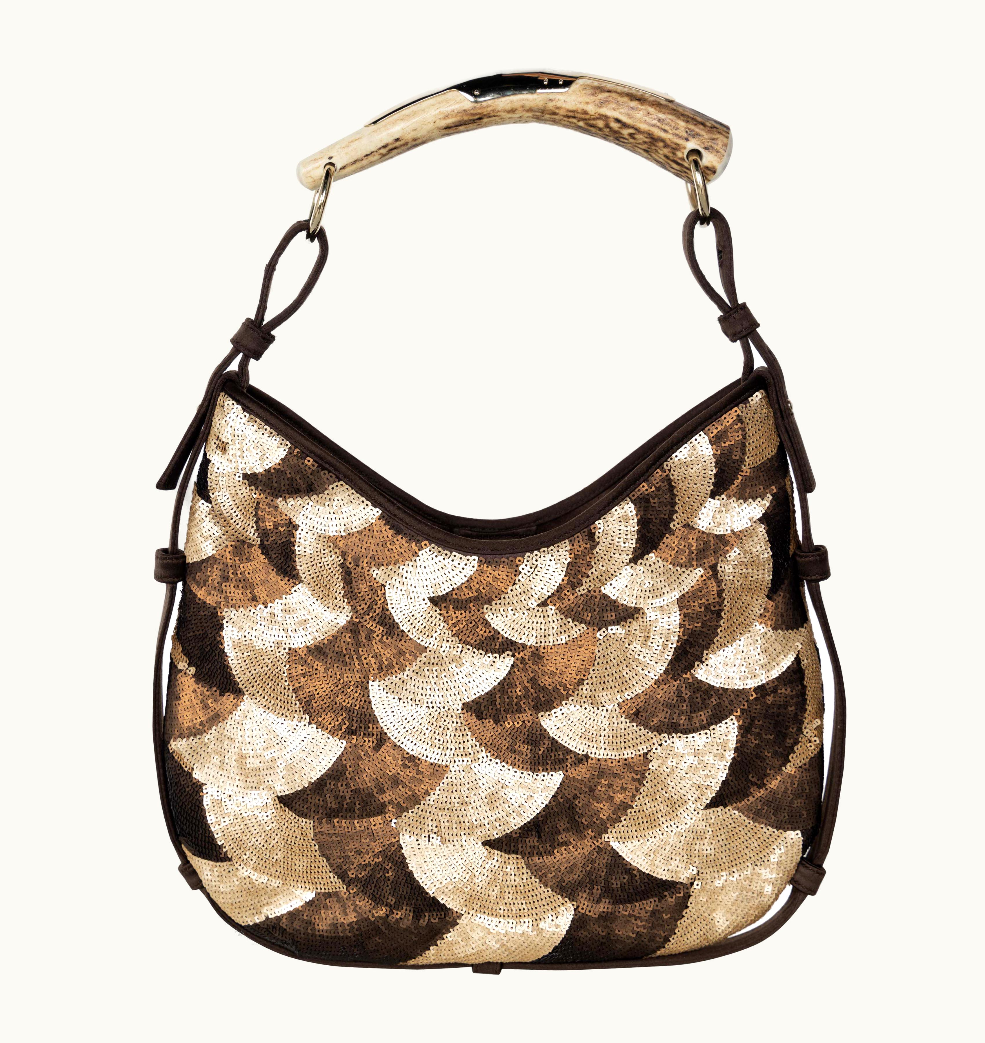 Saint Laurent Yves Saint Laurent Gold Bronze Sequin Mombasa Bag YSL