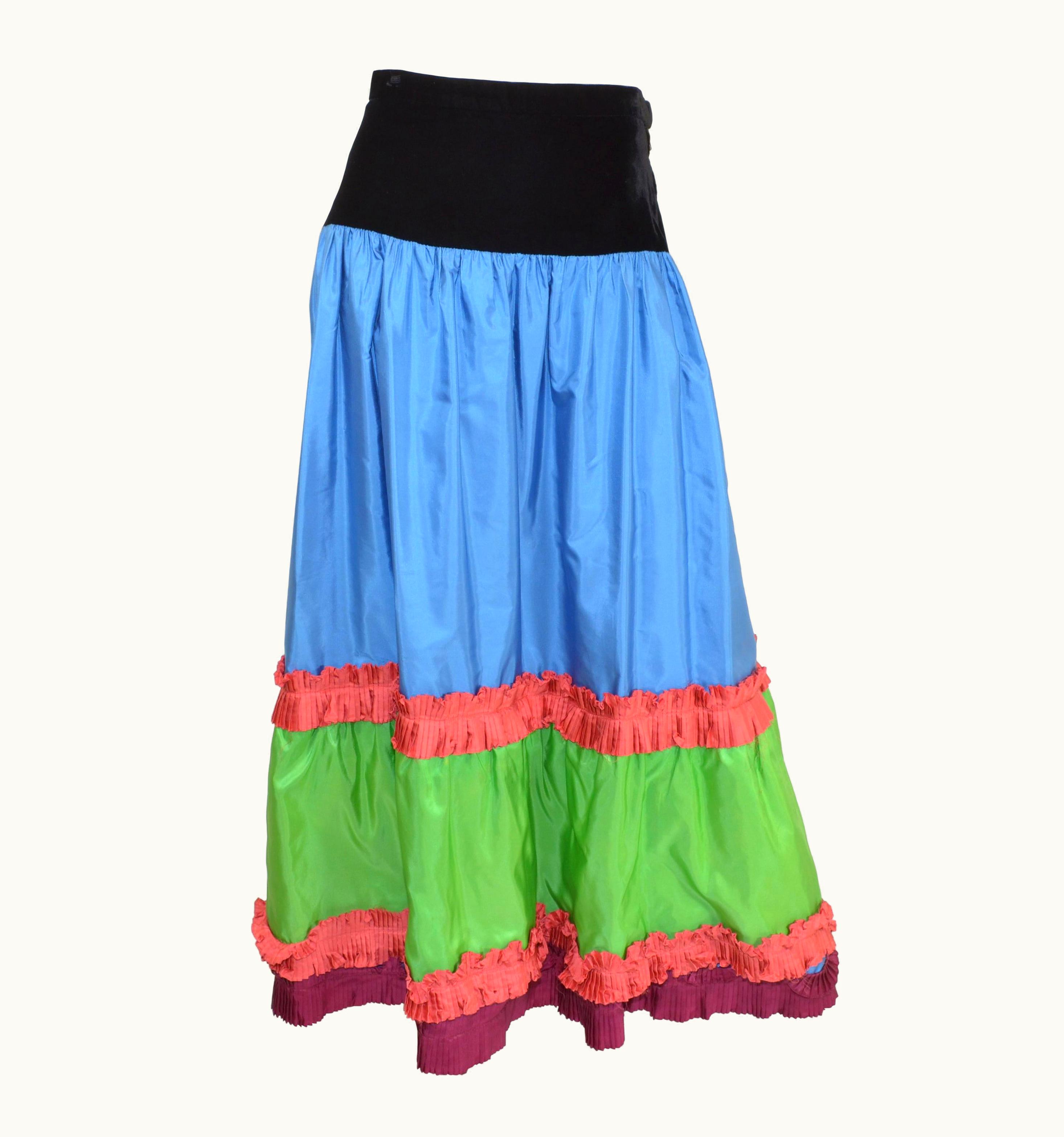 Saint Laurent Saint Laurent Vintage Taffeta Skirt With Velvet