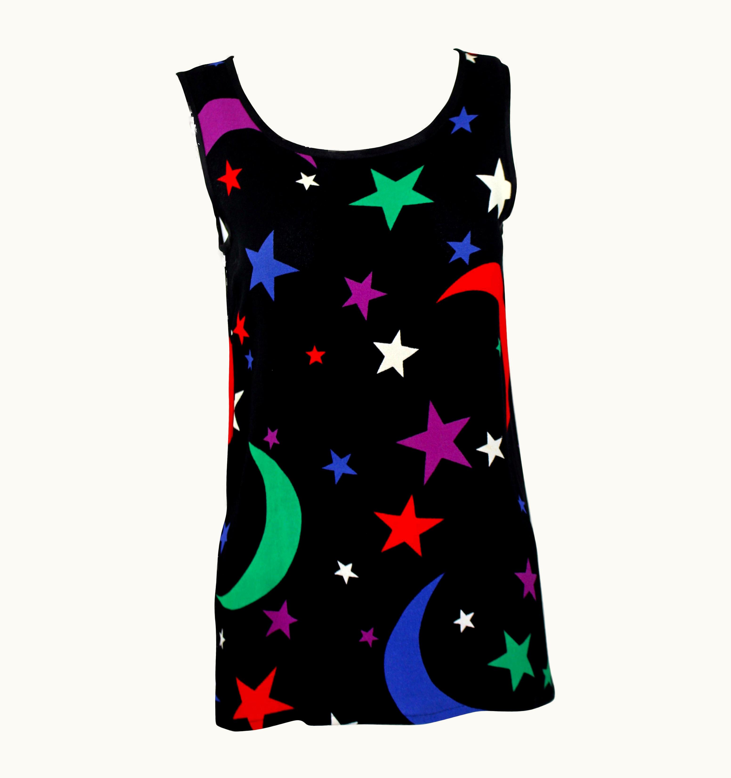 Saint Laurent 1979 YSL Yves Saint Laurent Moon & Stars Sleeveless Tunic Top Documented