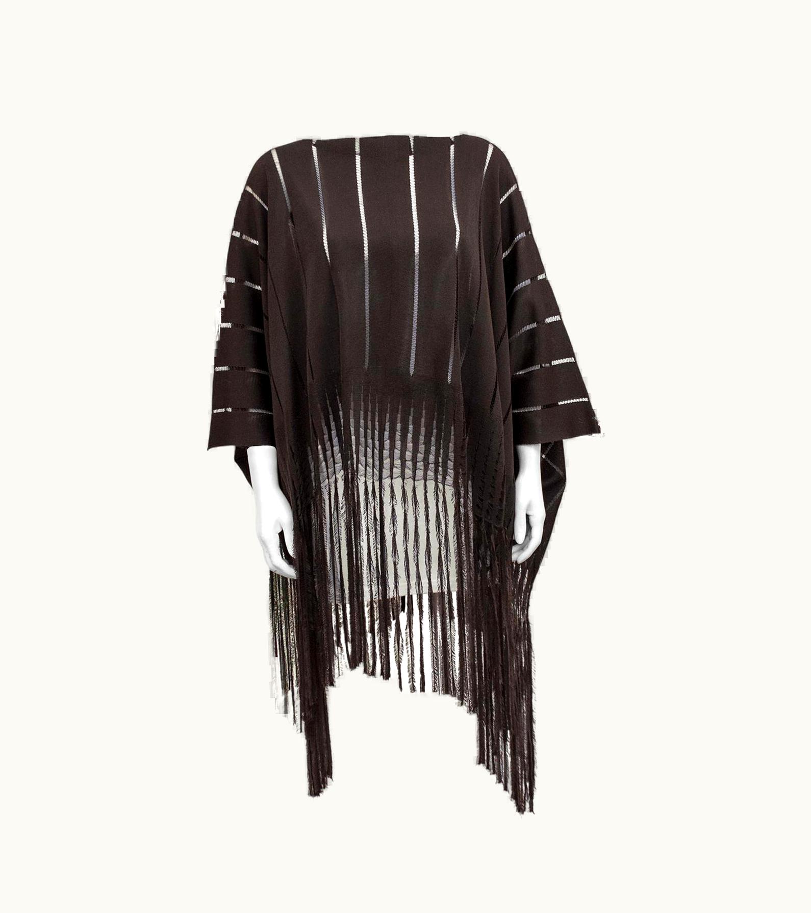 Saint Laurent 1970s Yves Saint Laurent Brown Knit Poncho