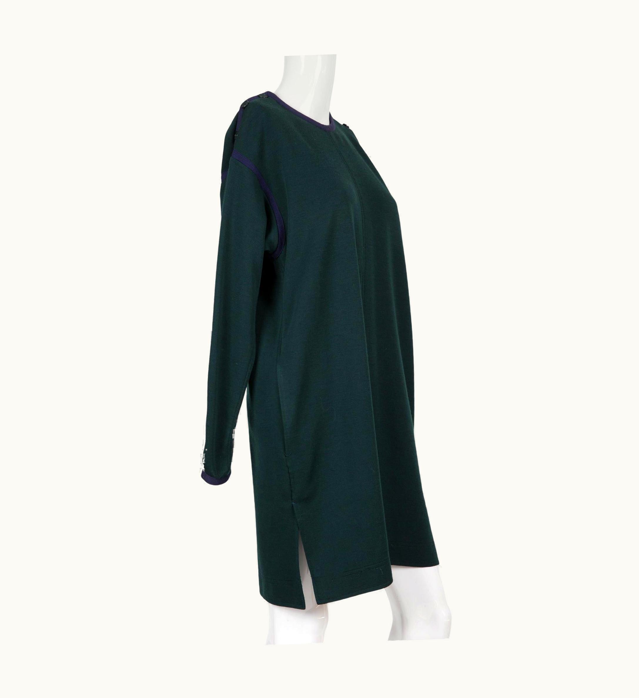 Saint Laurent 1970s Yves Saint Laurent YSL Green Wool Dress