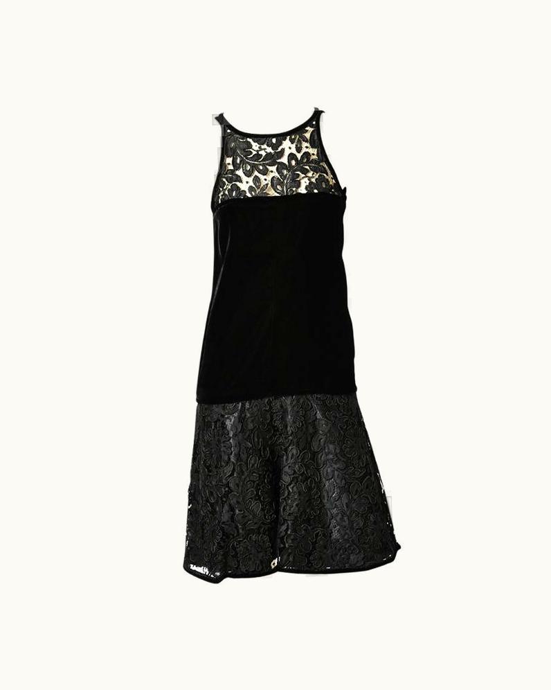 Saint Laurent Yves Saint Laurent Lace And Velvet Cocktail Dress