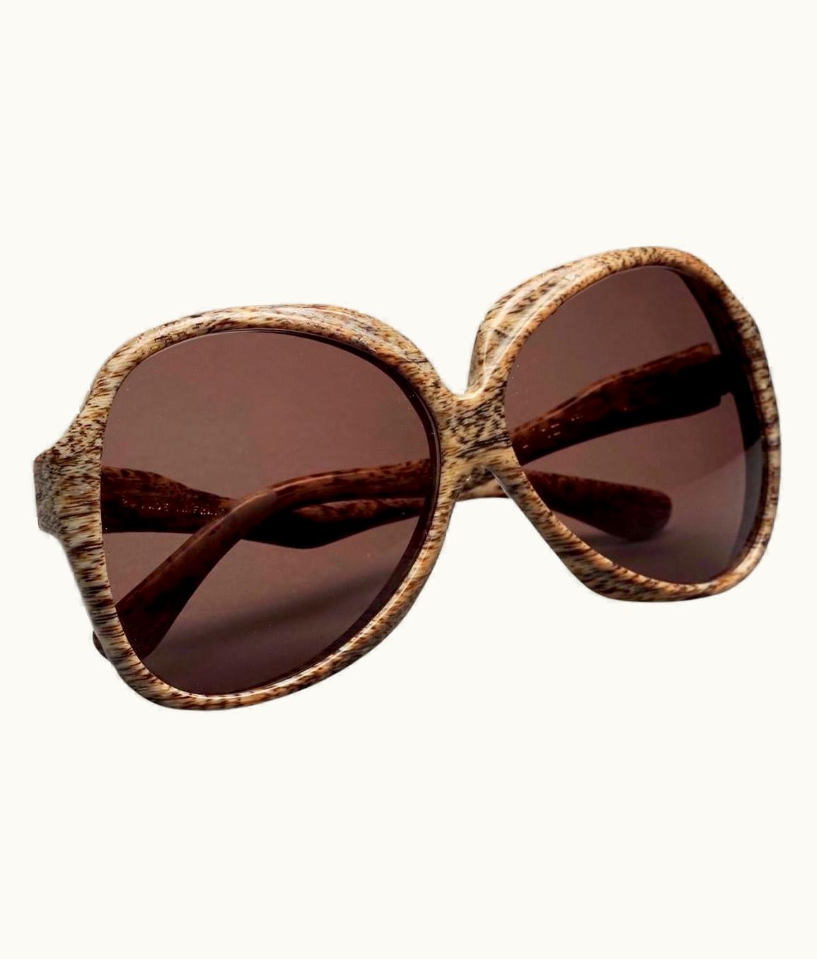 Saint Laurent Vintage Yves Saint Laurent YSL Wood Illusion Oversized Sunglasses