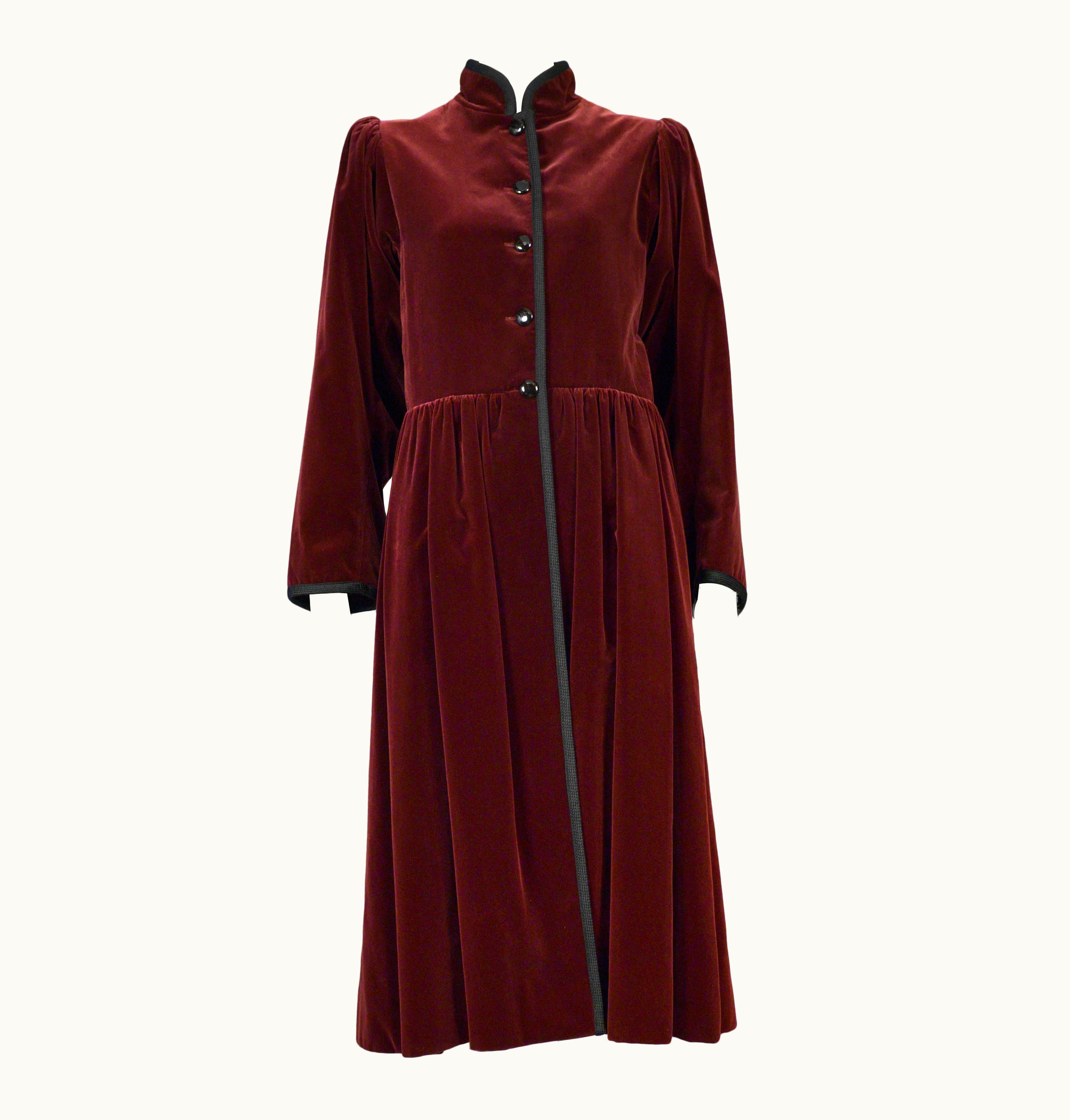 Saint Laurent Stunning Yves Saint Laurent YSL Burgundy Velvet Coat 1970s