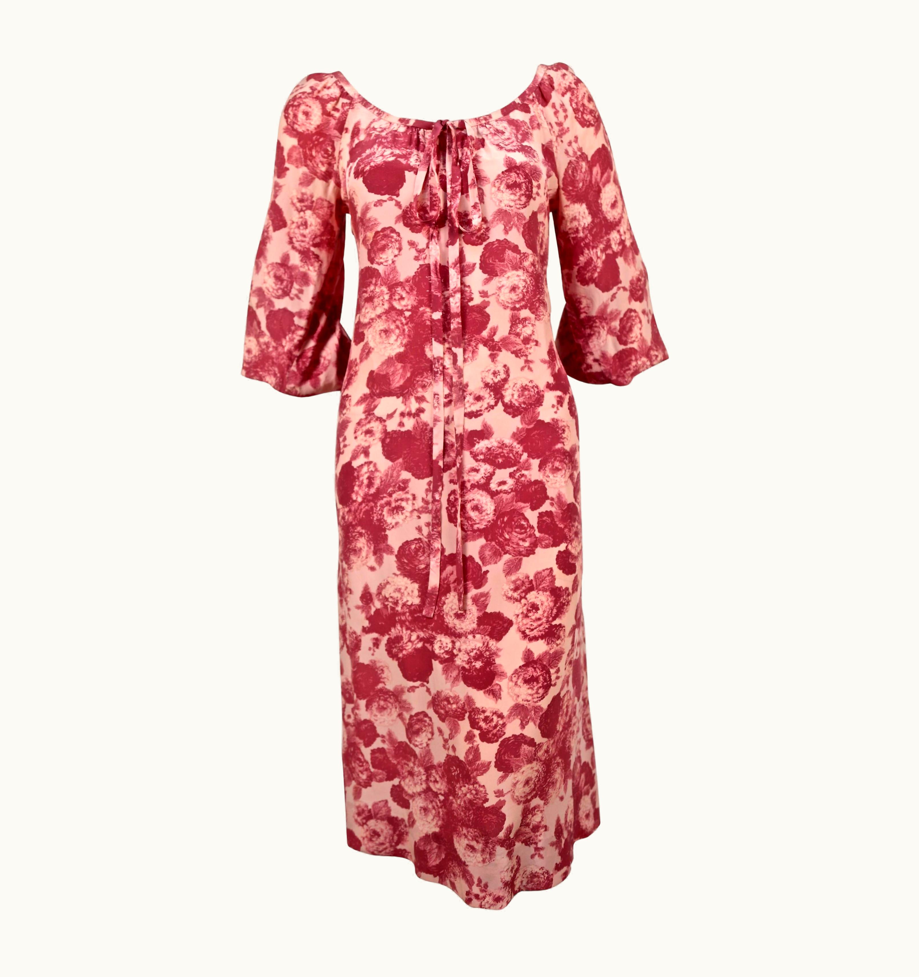 Saint Laurent 1970' Yves Saint Laurent Silk Floral Printed Dress