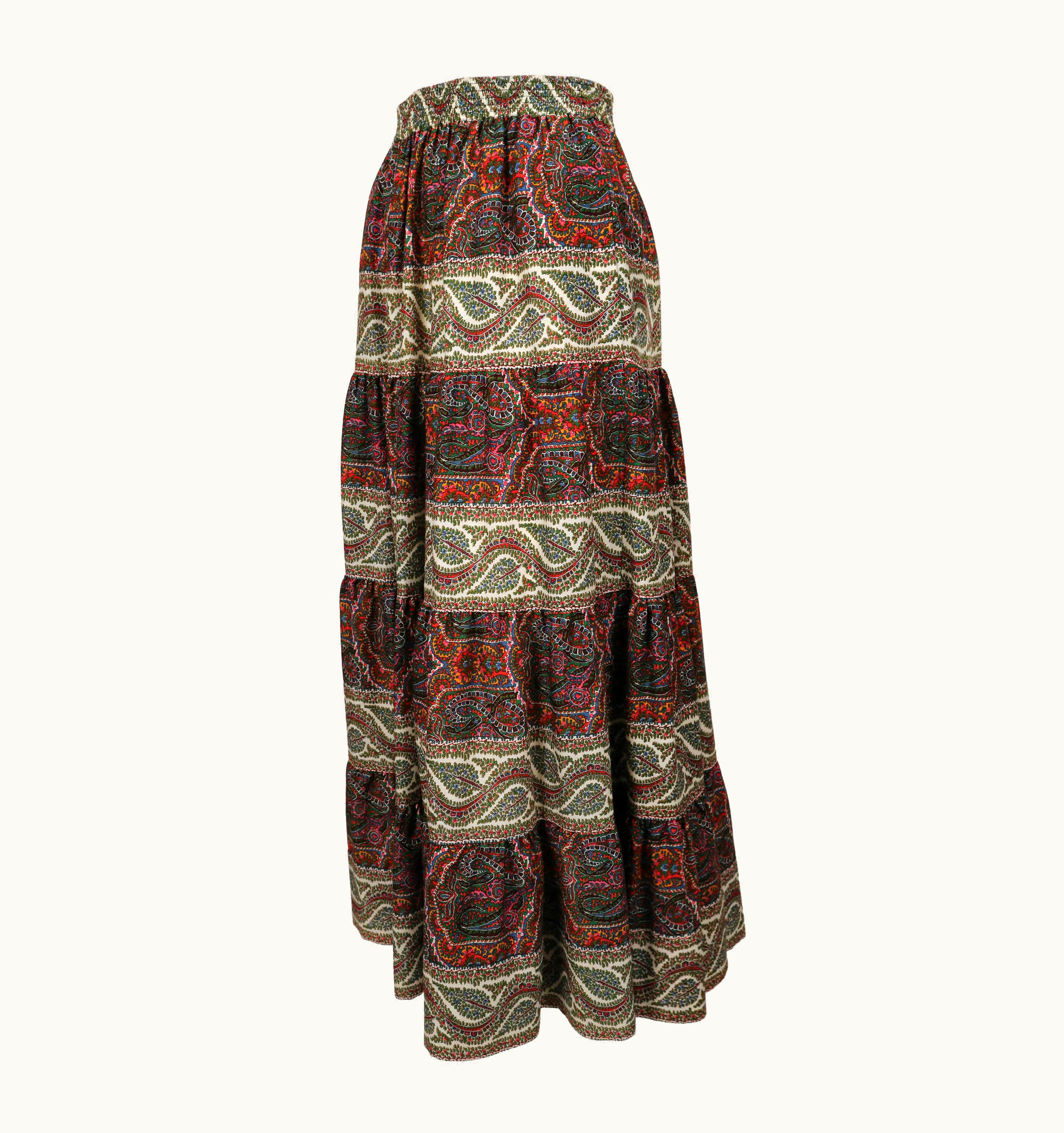 Saint Laurent 1977 Yves Saint Laurent Tiered Floral Paisley Skirt