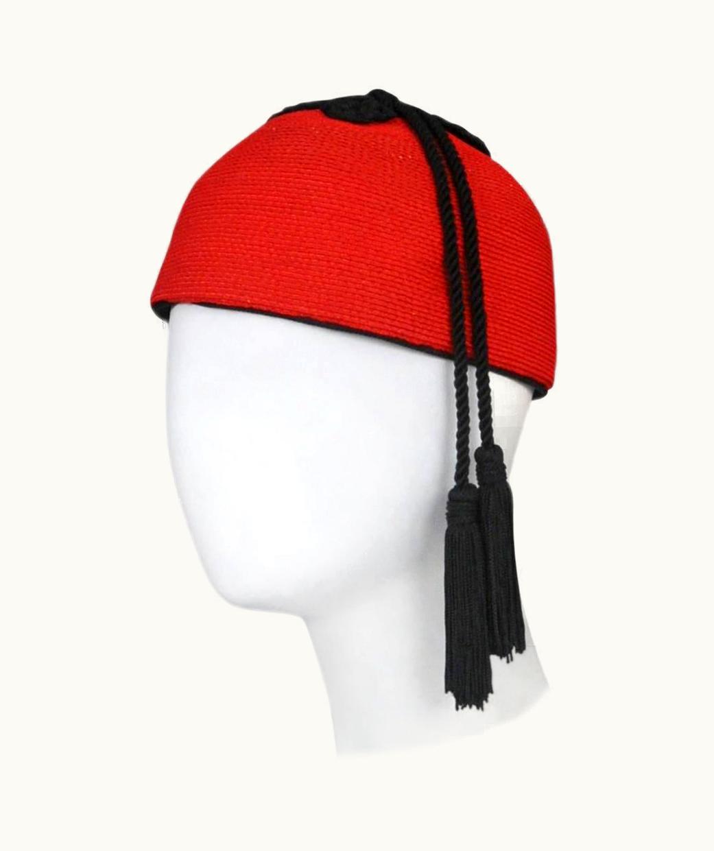 Saint Laurent Yves Saint Laurent YSL Red Raffia & Tassel Hat 1976