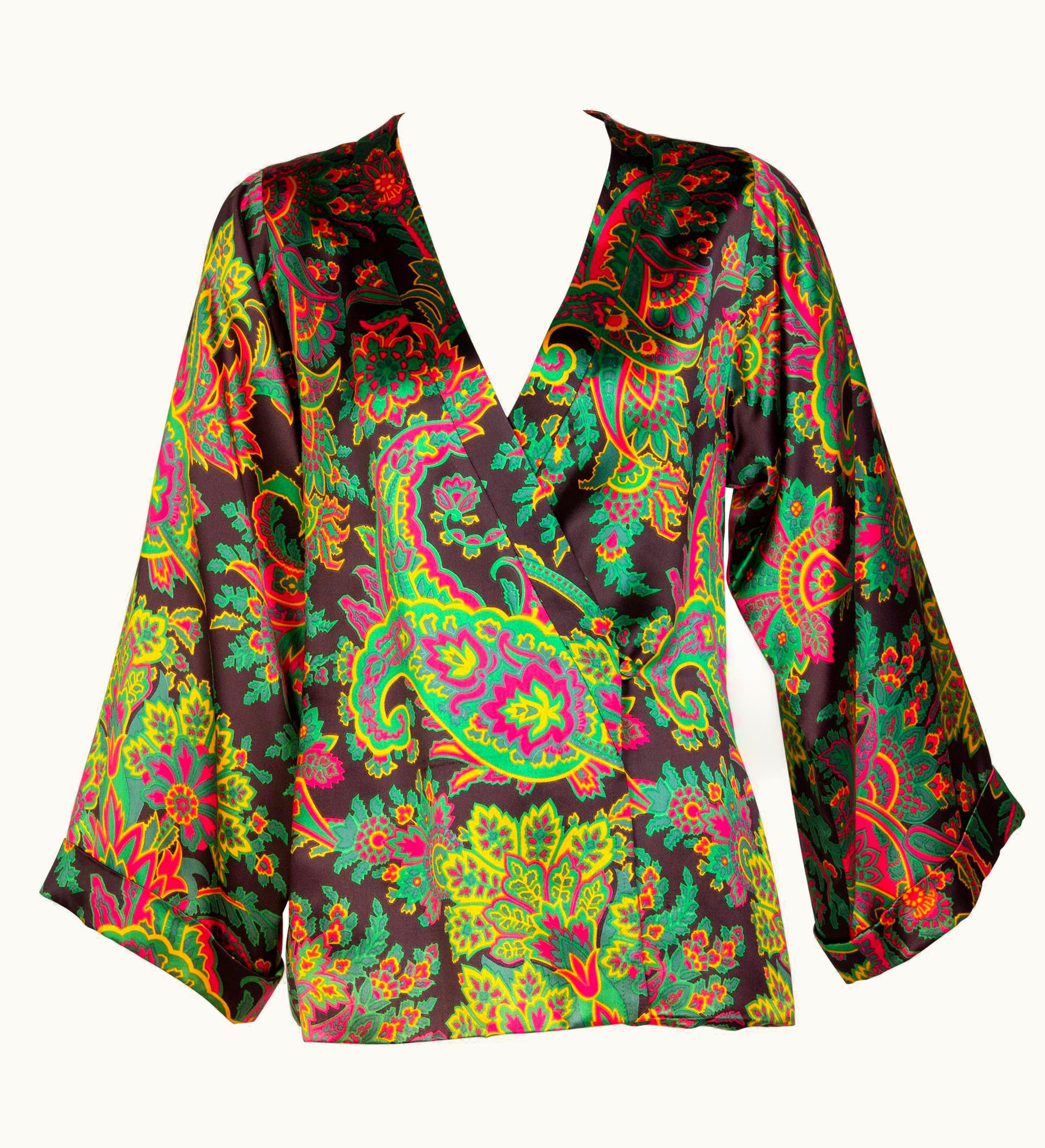 Saint Laurent Yves Saint Laurent Psychedelic Paisley Silk Kimono Jacket YSL 1967