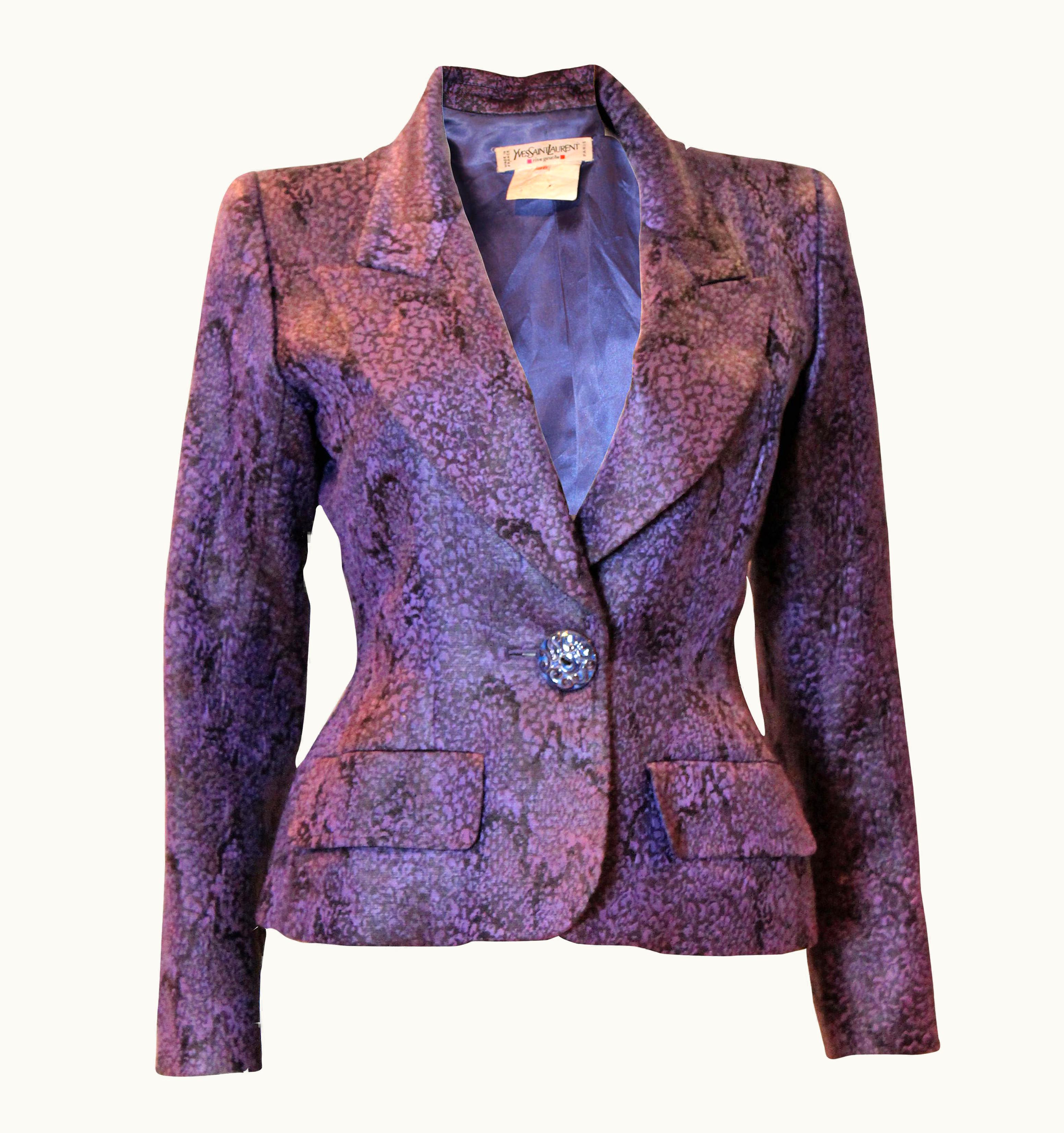 Saint Laurent Vintage Yves Saint Laurent Lilac And Black Jacket