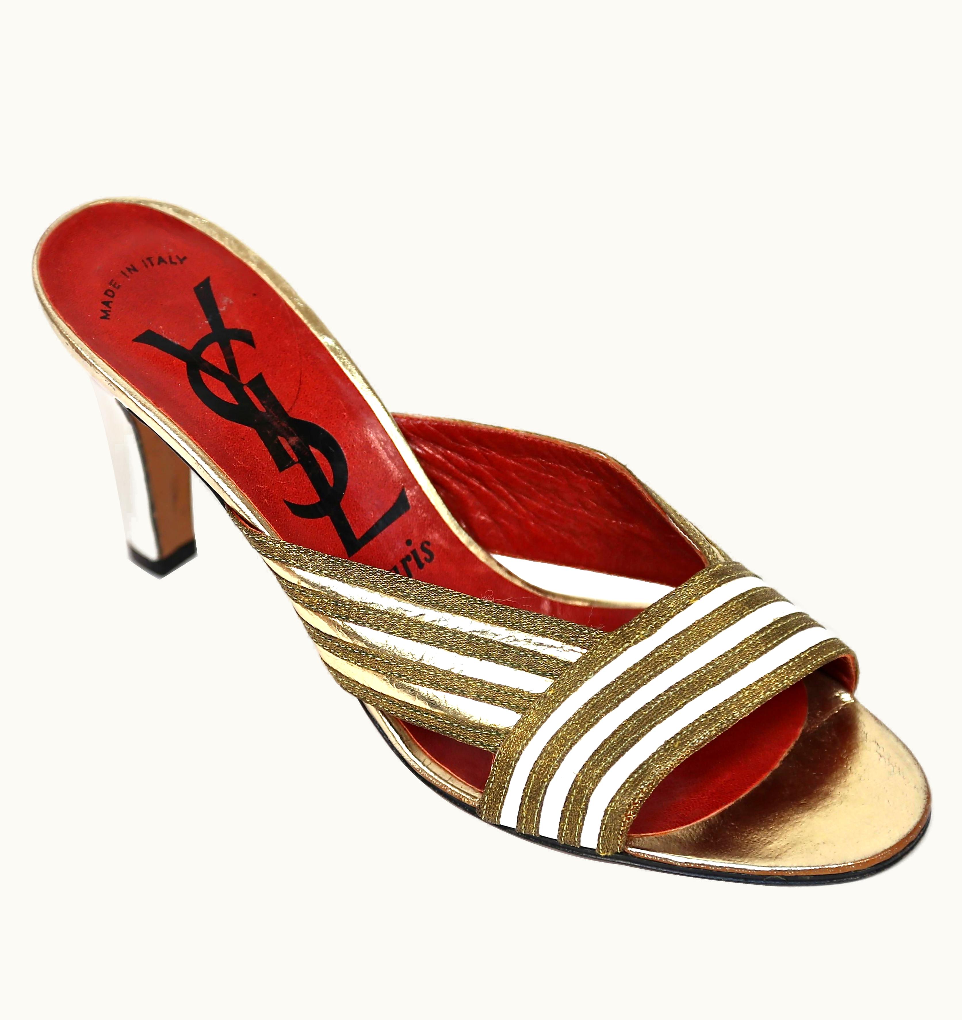 Saint Laurent 1970' Yves Saint Laurent Gold Leather Heels -